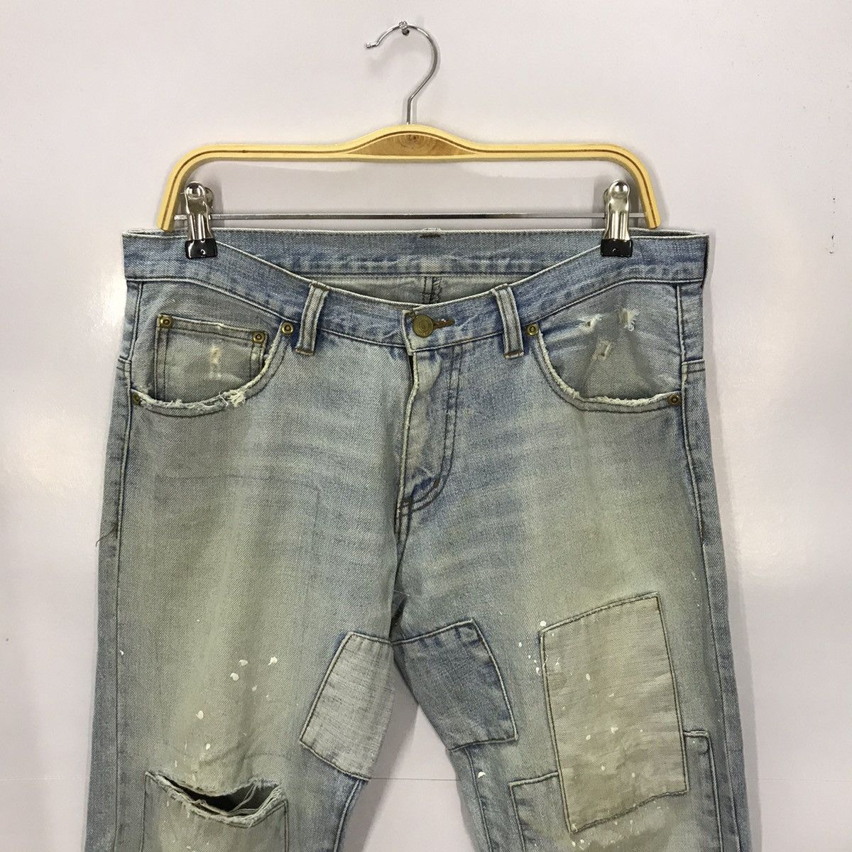 Other FLARED🔥JAPANERS DISTRESSED PATCHWORK DENIM PANTS Size US 30 / EU 46 - 2 Thumbnail