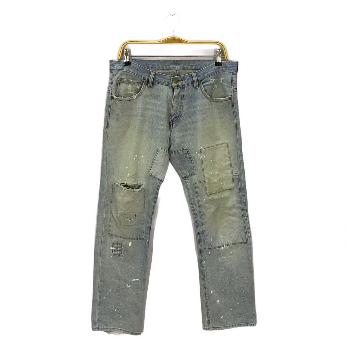 Other FLARED🔥JAPANERS DISTRESSED PATCHWORK DENIM PANTS Size US 30 / EU 46 - 1 Thumbnail