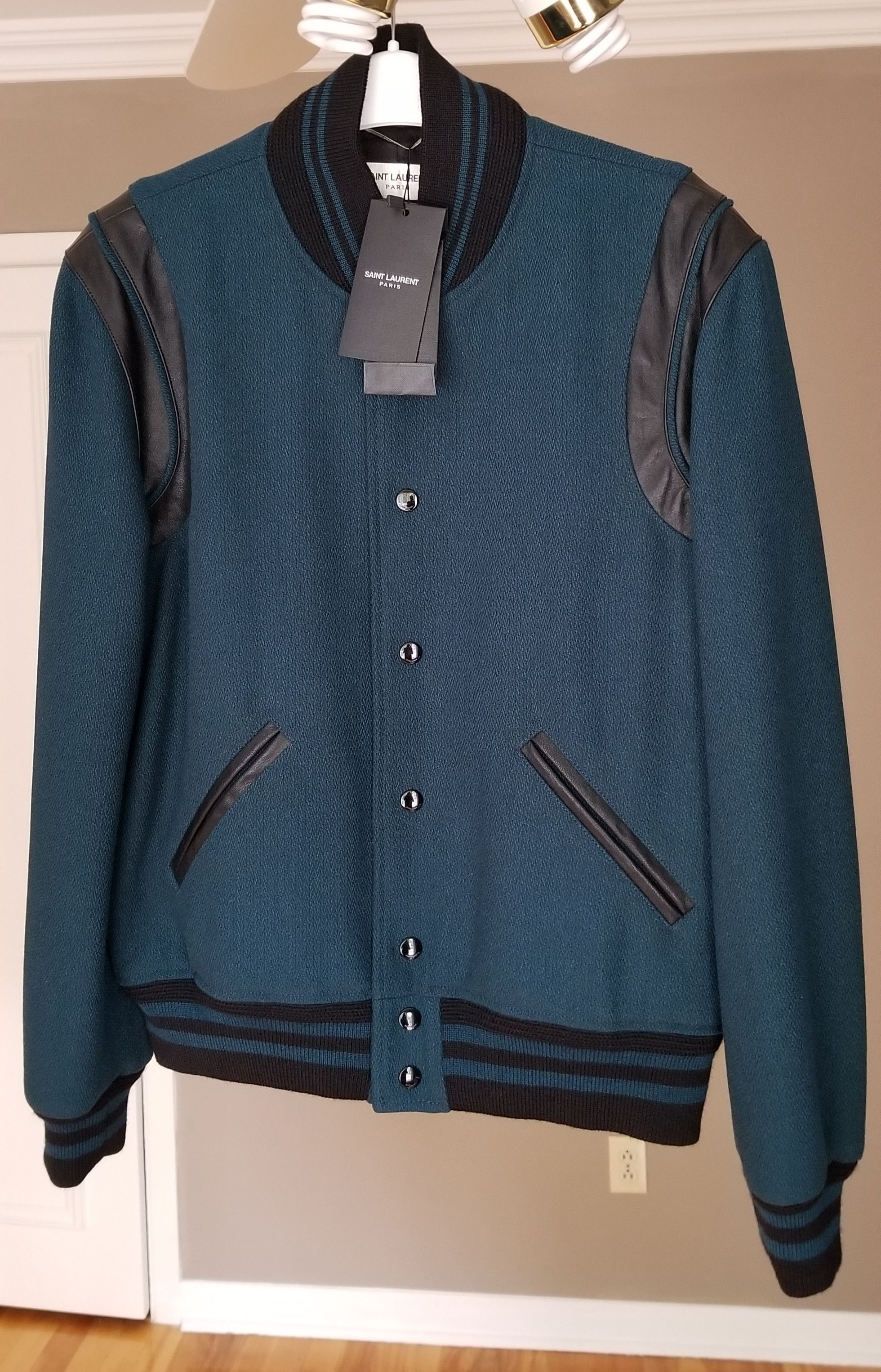 Saint Laurent Paris Teal Teddy Jacket