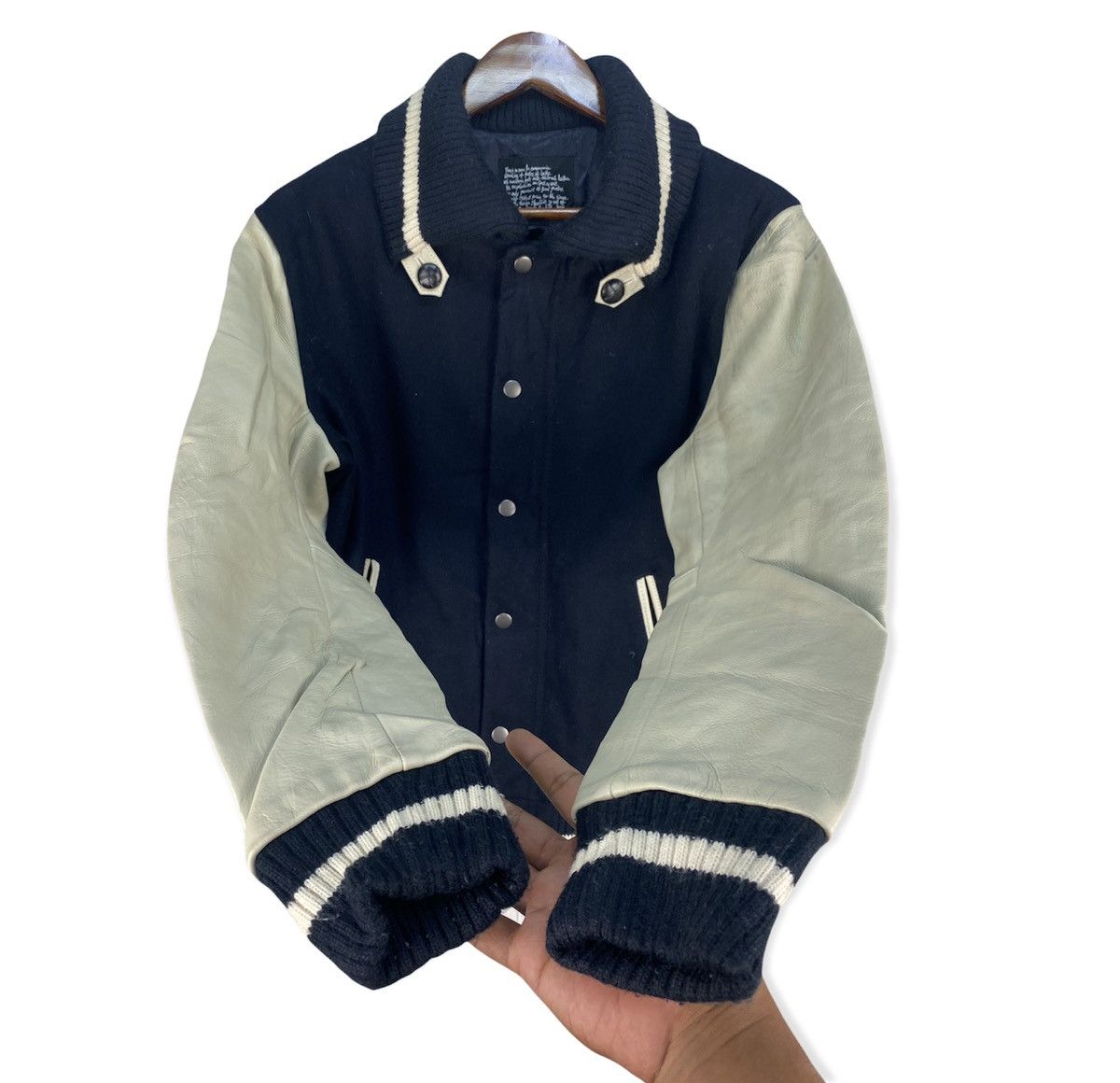 Japanese Brand Thermolite Wool Varsity Jacket Flip Collar Size US S / EU 44-46 / 1 - 2 Thumbnail