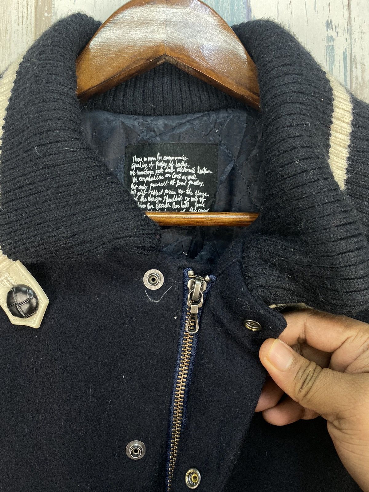 Japanese Brand Thermolite Wool Varsity Jacket Flip Collar Size US S / EU 44-46 / 1 - 7 Thumbnail