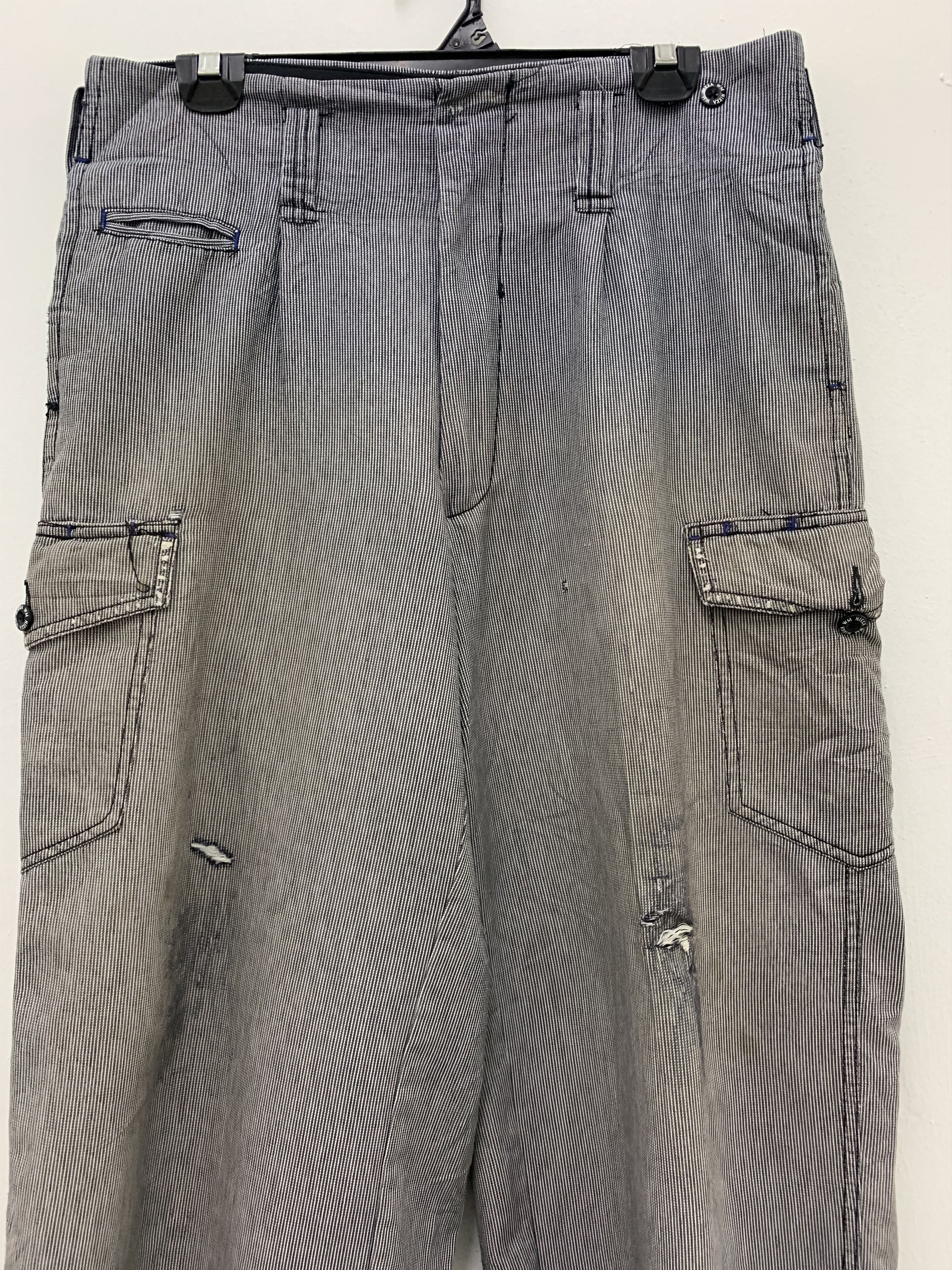 Japanese Brand Cargo Pants Multipocket Black White Stripes Japanese Brande Size US 31 - 2 Thumbnail