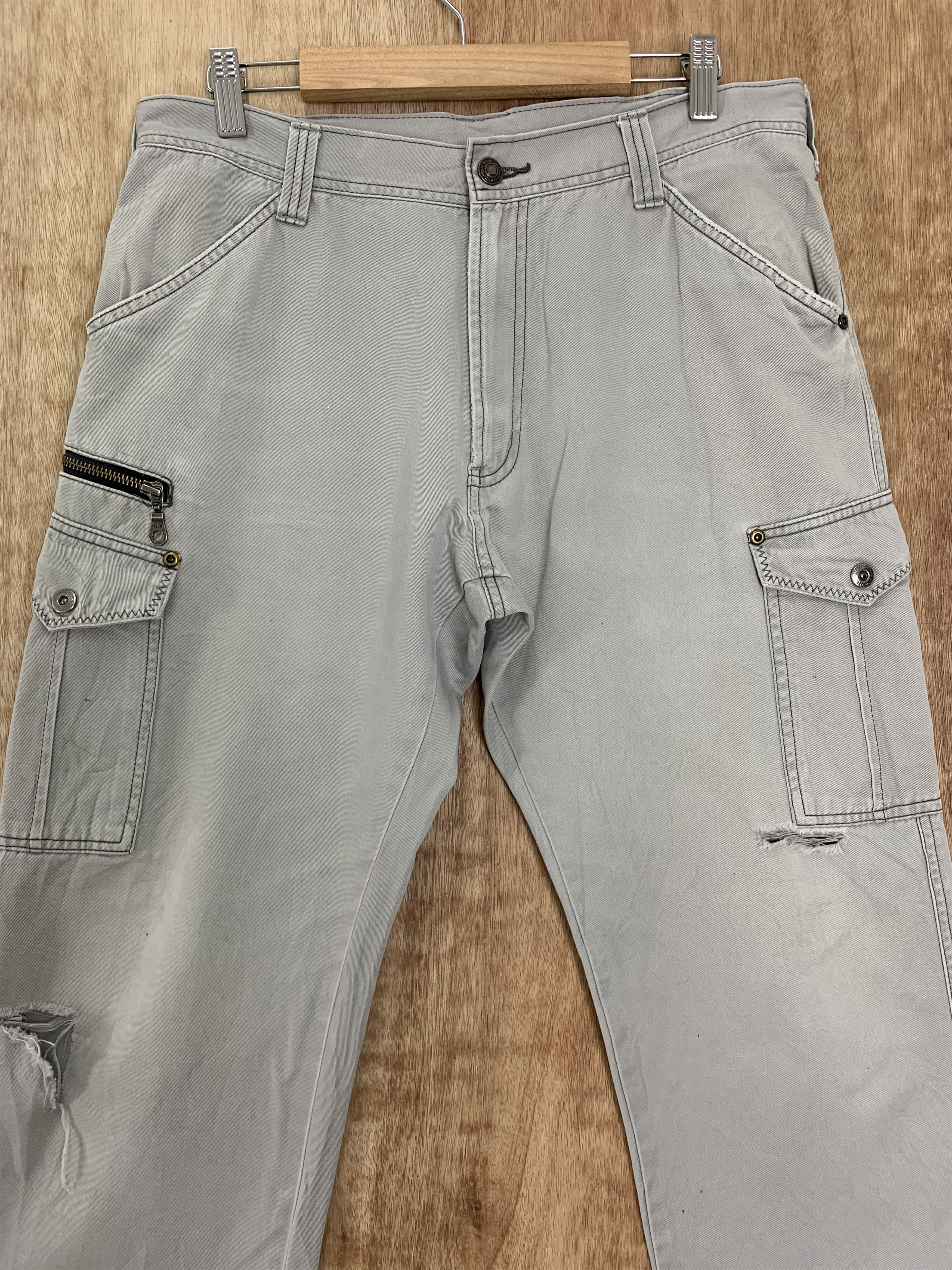 Japanese Brand Cargo Pants Distressed Multipocket Grey Streetwear Size US 31 - 2 Thumbnail
