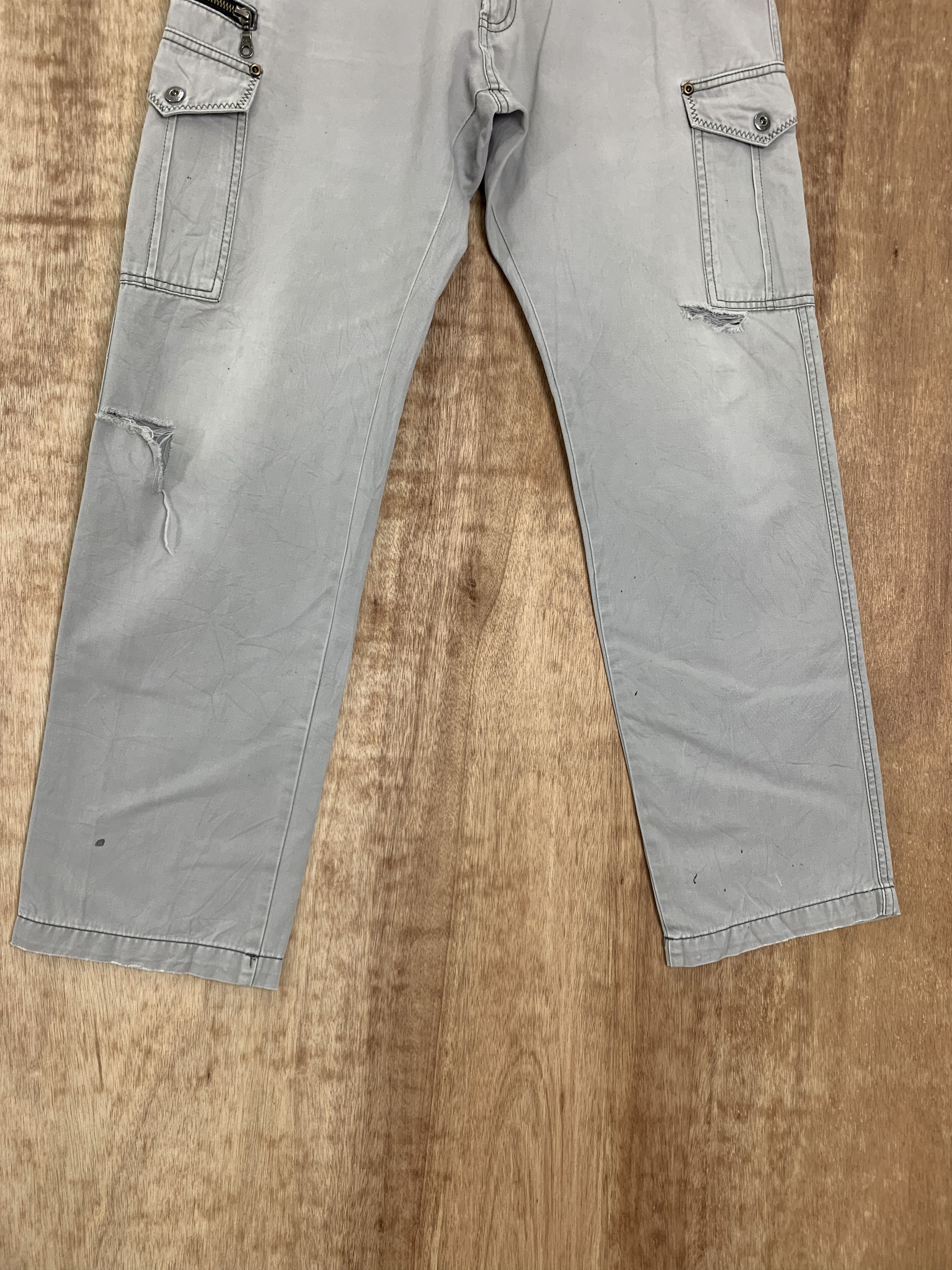 Japanese Brand Cargo Pants Distressed Multipocket Grey Streetwear Size US 31 - 4 Thumbnail