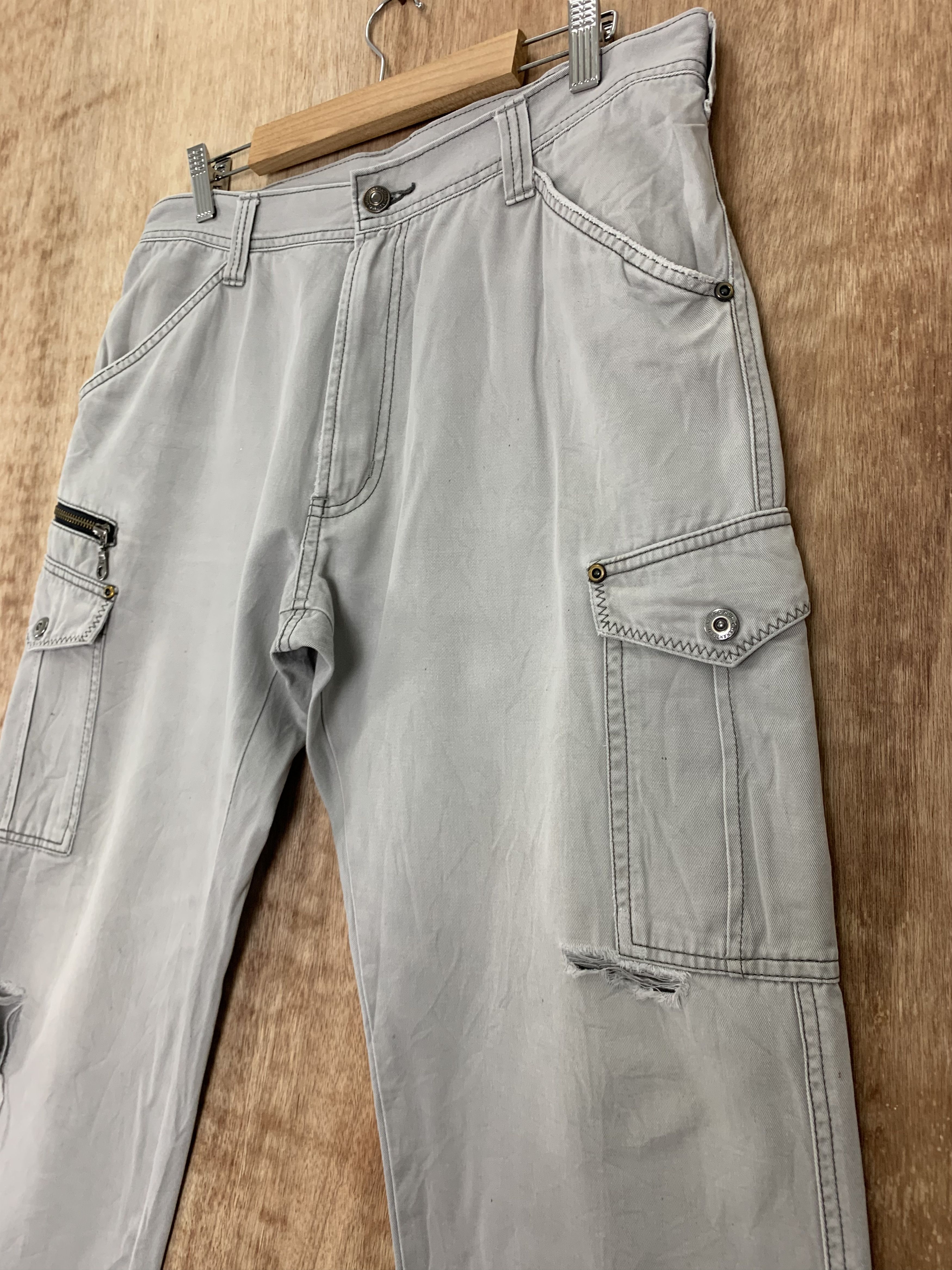 Japanese Brand Cargo Pants Distressed Multipocket Grey Streetwear Size US 31 - 6 Thumbnail
