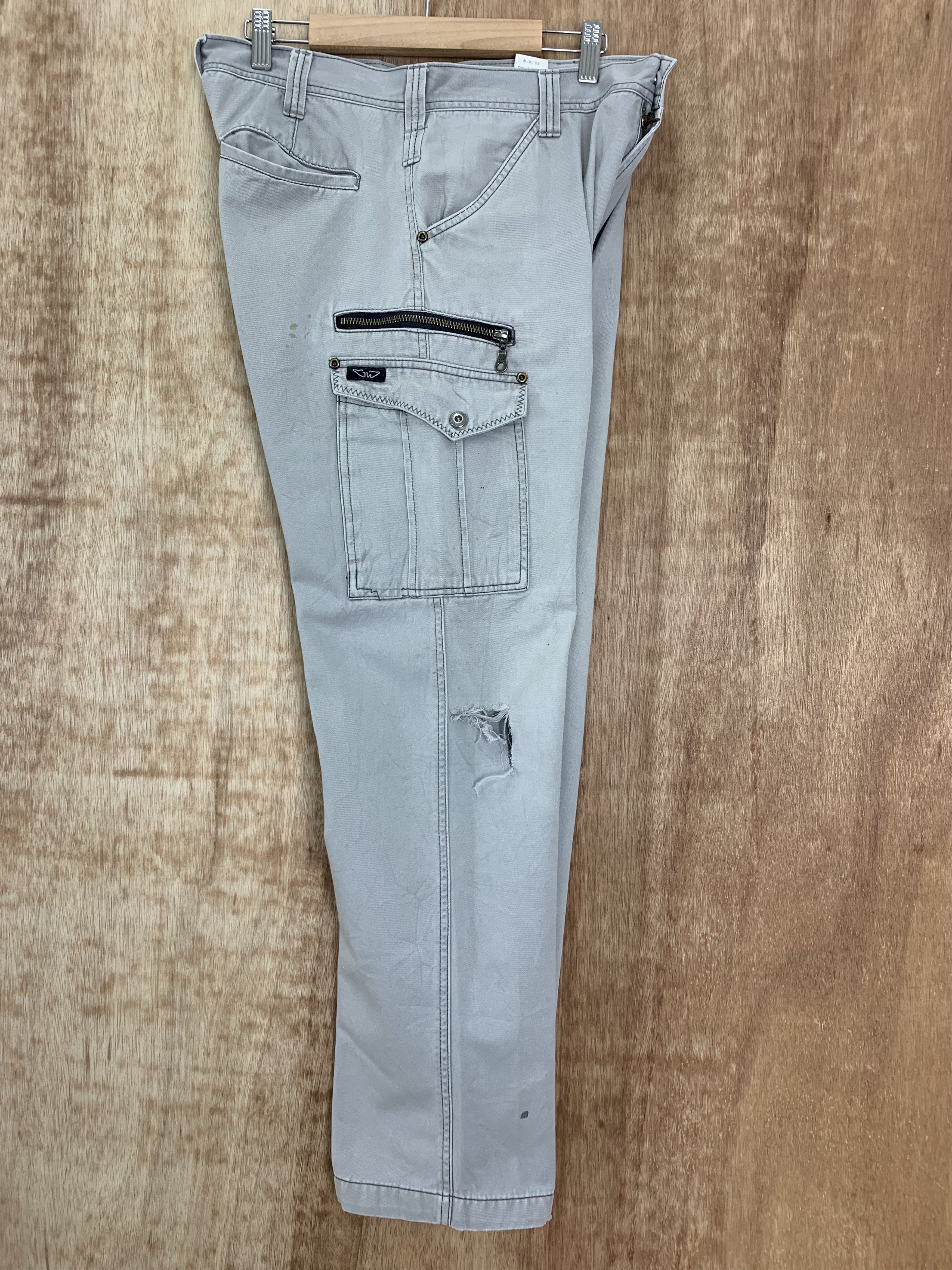 Japanese Brand Cargo Pants Distressed Multipocket Grey Streetwear Size US 31 - 14 Thumbnail