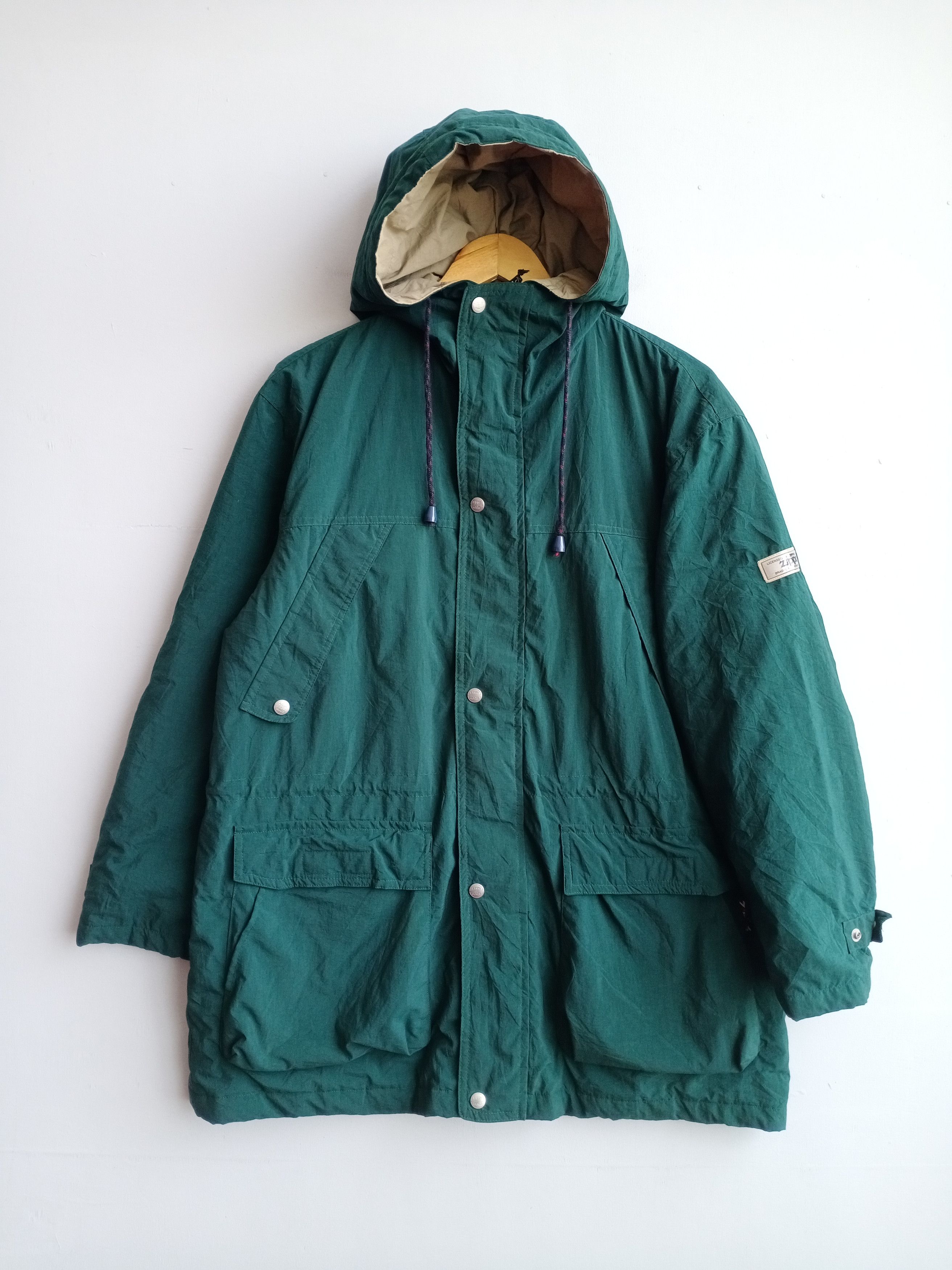 image of vintage 90's Zippo Zipper Hooded Jacket in Green, Men's (Size Large)