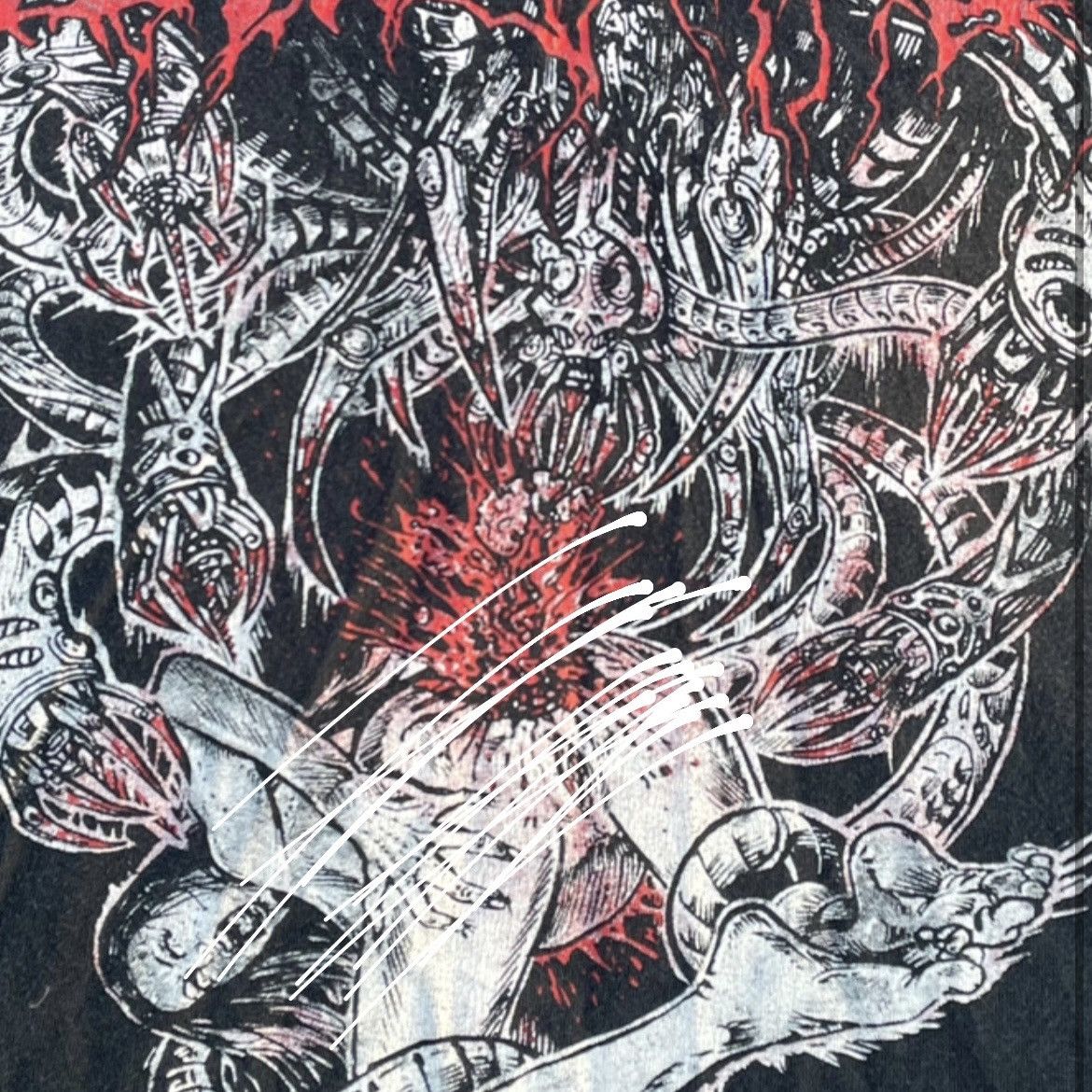 Vintage Vintage Y2K Thrashed Graphic Tee Horror Punk Dark Boxy XL Size US XL / EU 56 / 4 - 5 Thumbnail
