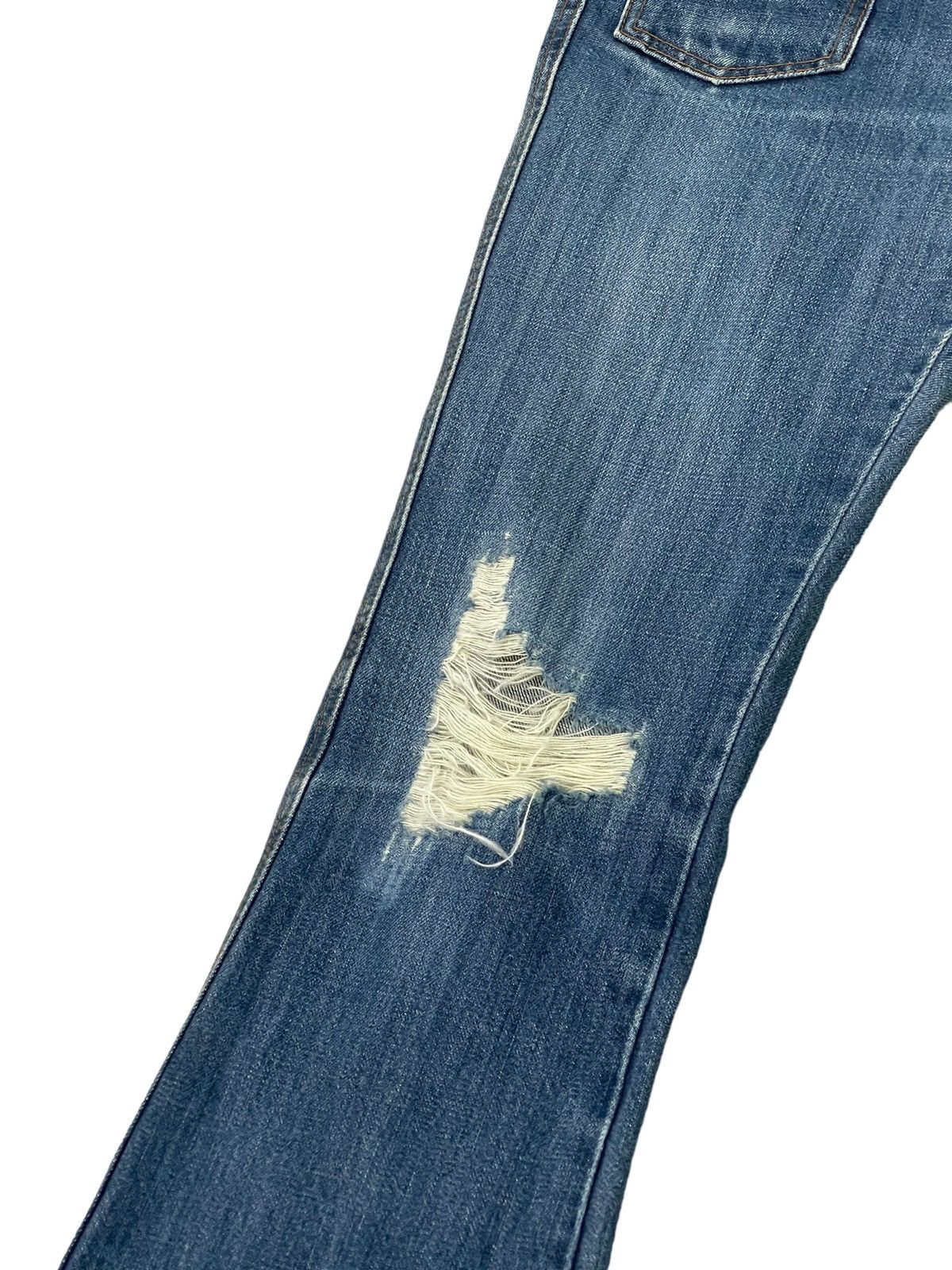 Japanese Brand Flare Jeans Katharine Hamnett Distress Denim Low Rise 3🟦5 Size US 29 - 6 Thumbnail