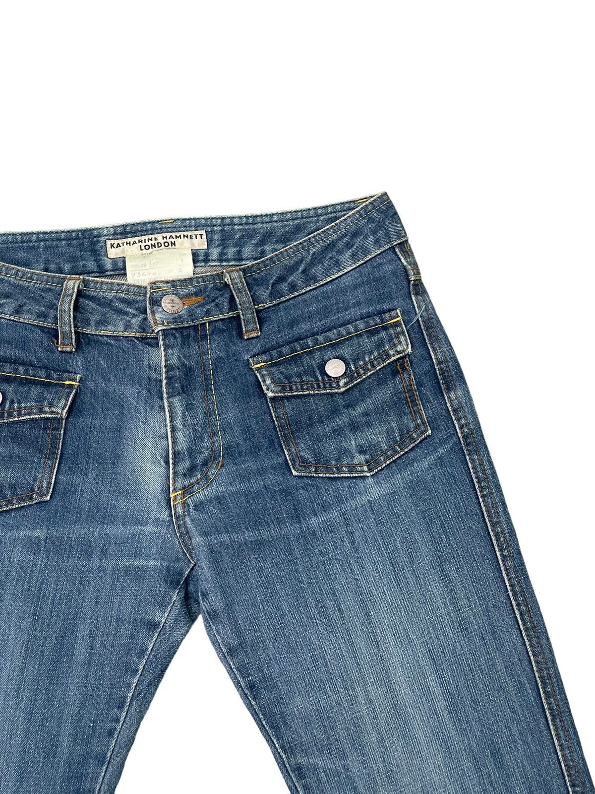 Japanese Brand Flare Jeans Katharine Hamnett Distress Denim Low Rise 3🟦5 Size US 29 - 9 Thumbnail