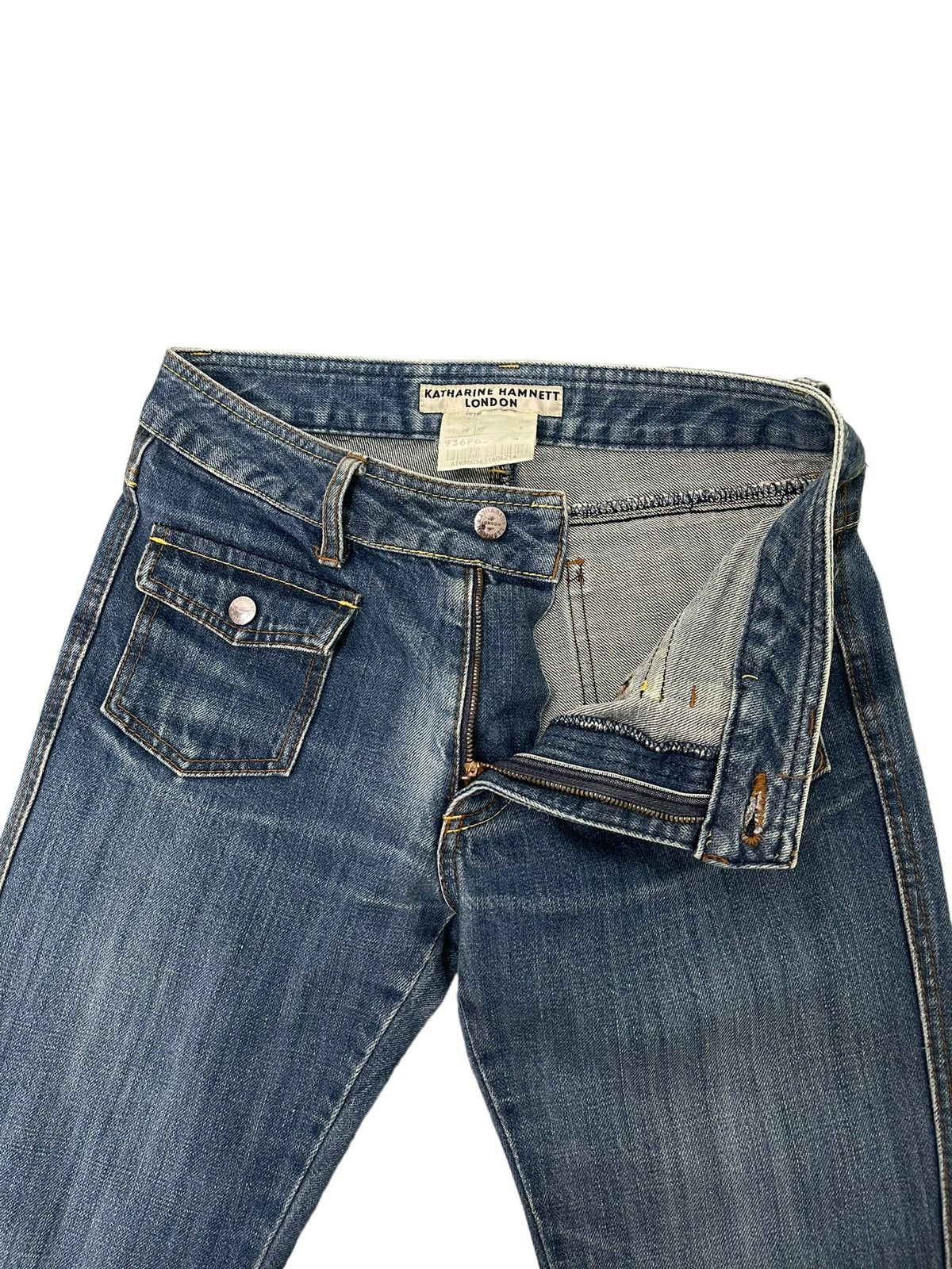 Japanese Brand Flare Jeans Katharine Hamnett Distress Denim Low Rise 3🟦5 Size US 29 - 11 Thumbnail
