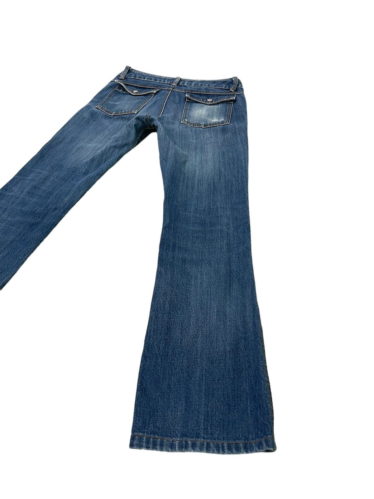 Japanese Brand Flare Jeans Katharine Hamnett Distress Denim Low Rise 3🟦5 Size US 29 - 14 Thumbnail