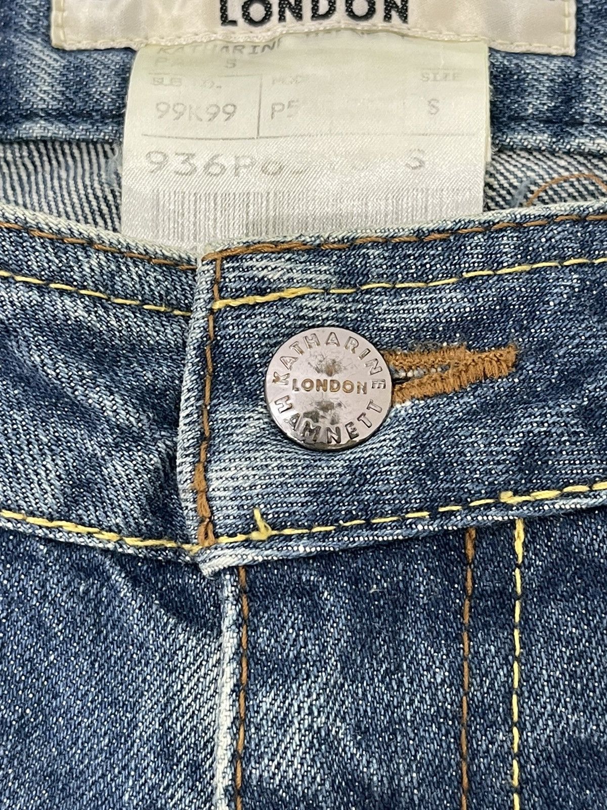 Japanese Brand Flare Jeans Katharine Hamnett Distress Denim Low Rise 3🟦5 Size US 29 - 20 Thumbnail