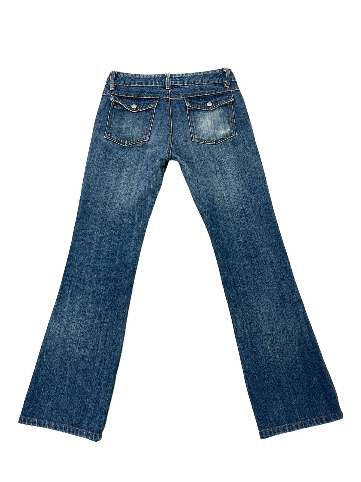 Japanese Brand Flare Jeans Katharine Hamnett Distress Denim Low Rise 3🟦5 Size US 29 - 12 Thumbnail