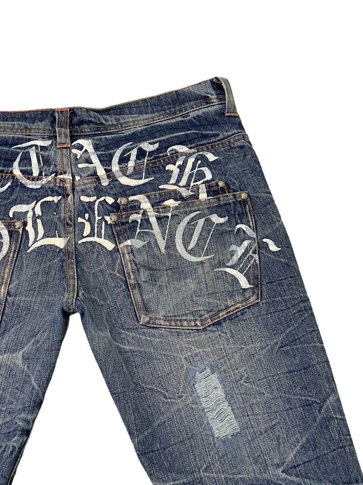 Japanese Brand Flare Jeans Place Plan Distress Low Rise Denim Boot Cut 5🟦4 Size US 31 - 8 Thumbnail