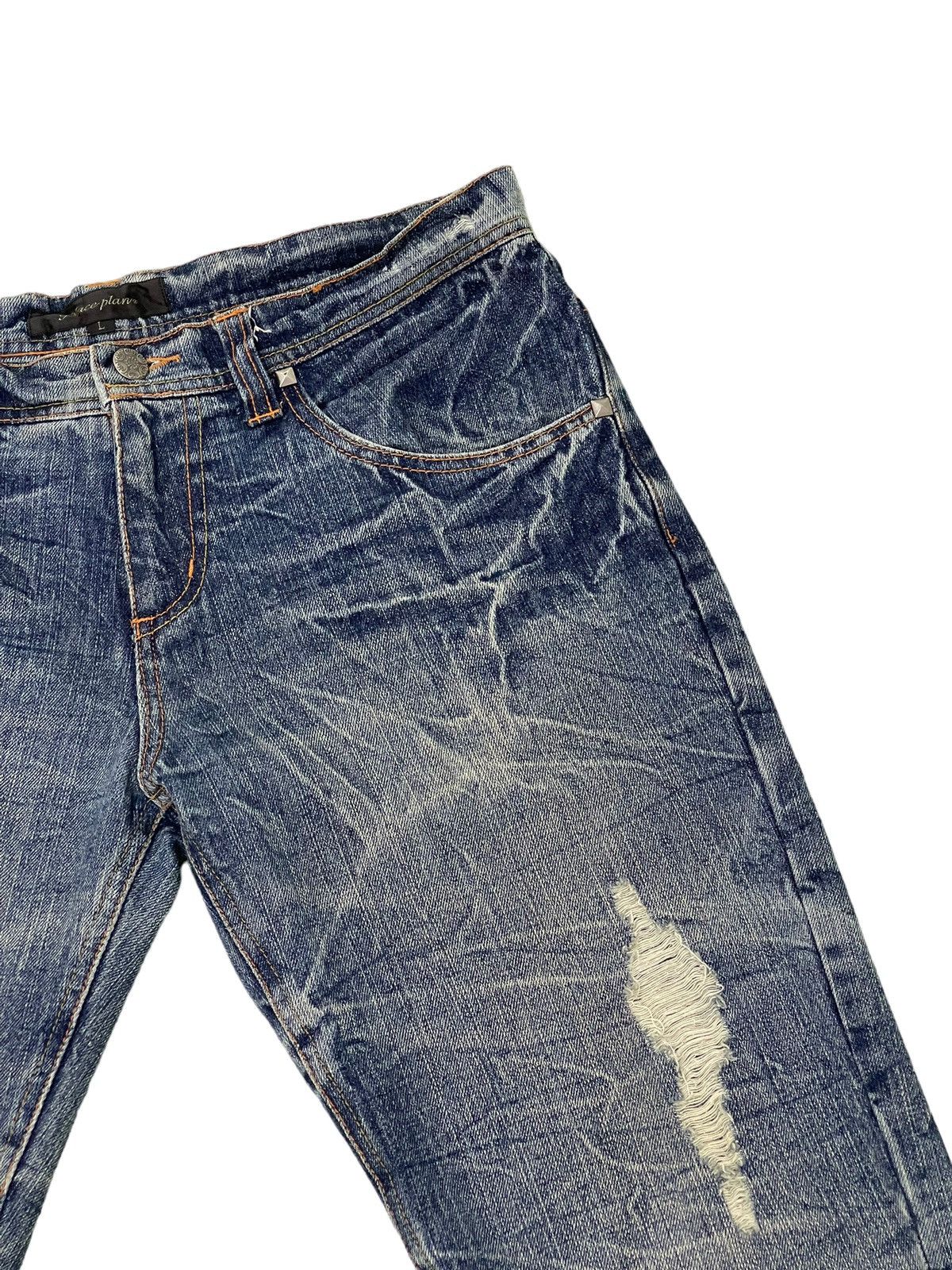 Japanese Brand Flare Jeans Place Plan Distress Low Rise Denim Boot Cut 5🟦4 Size US 31 - 17 Thumbnail