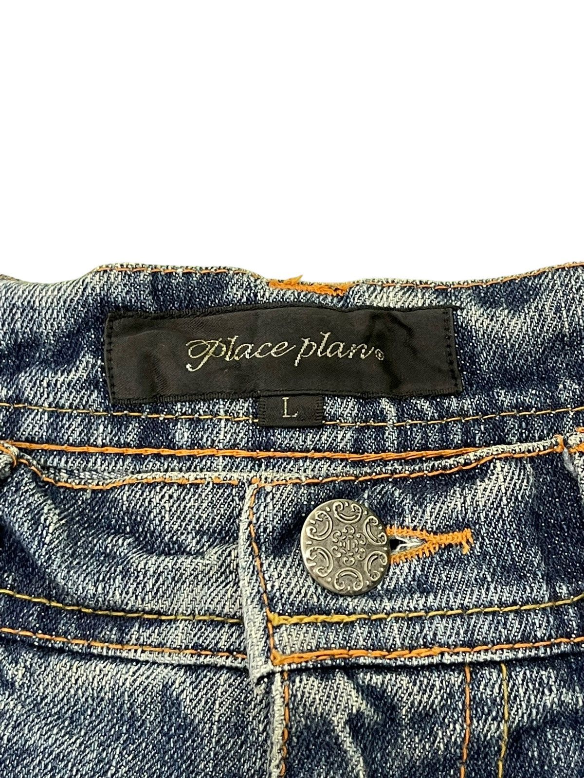 Japanese Brand Flare Jeans Place Plan Distress Low Rise Denim Boot Cut 5🟦4 Size US 31 - 18 Thumbnail