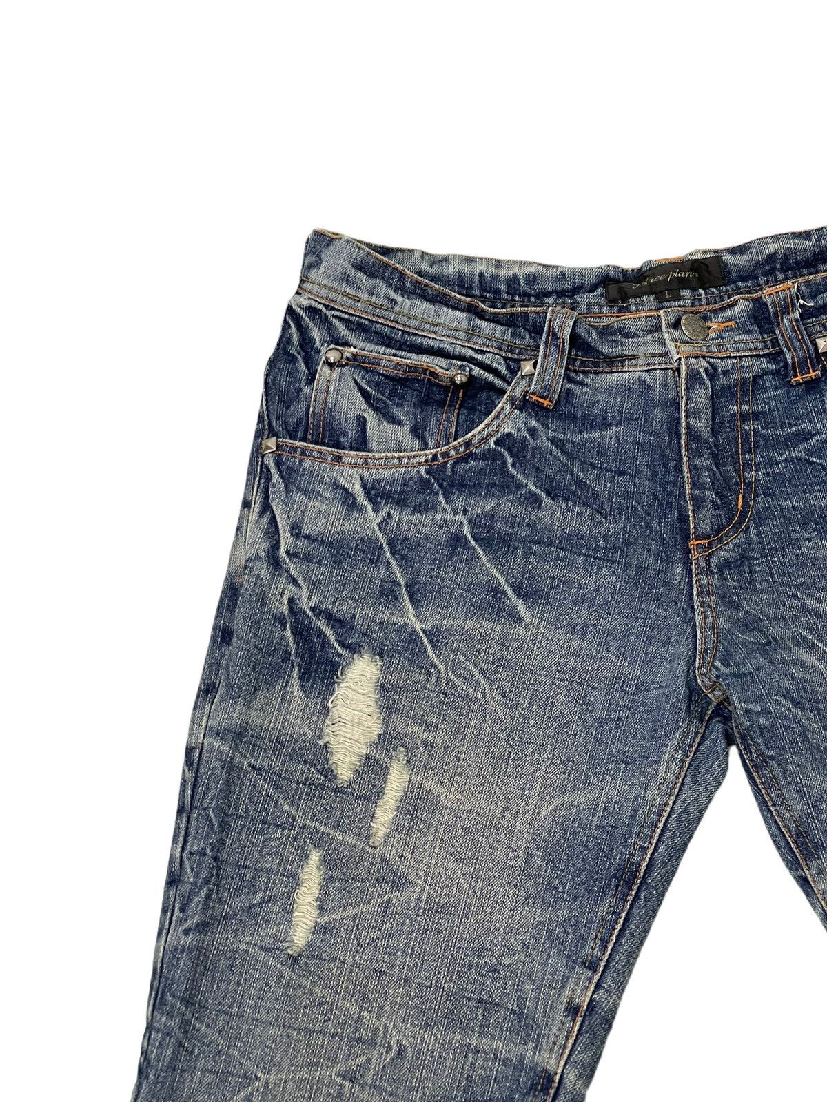 Japanese Brand Flare Jeans Place Plan Distress Low Rise Denim Boot Cut 5🟦4 Size US 31 - 16 Thumbnail