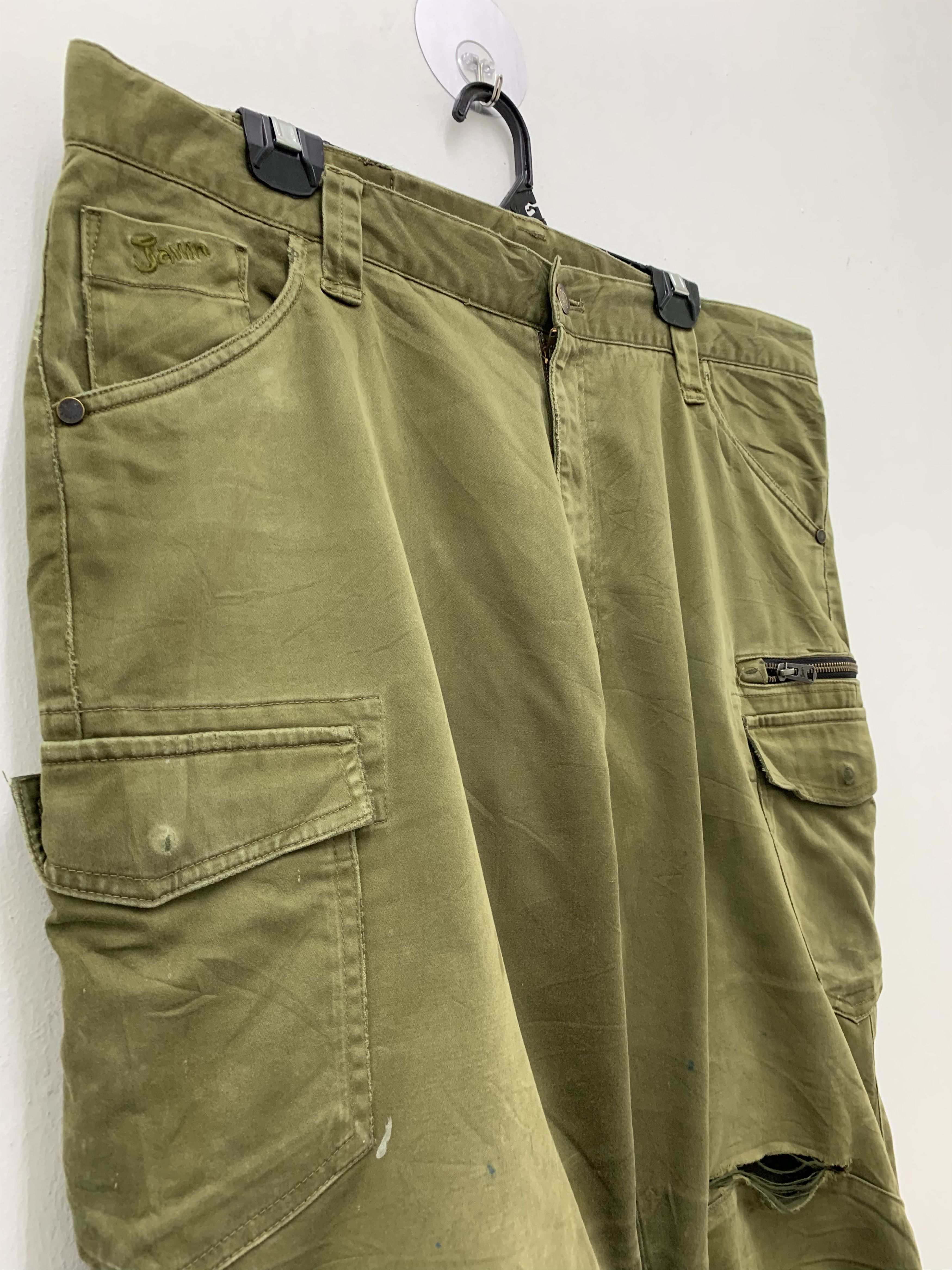 Japanese Brand Cargo Pants Jawin Multipocket Double Knee Dark Green 38" Size US 38 / EU 54 - 6 Thumbnail