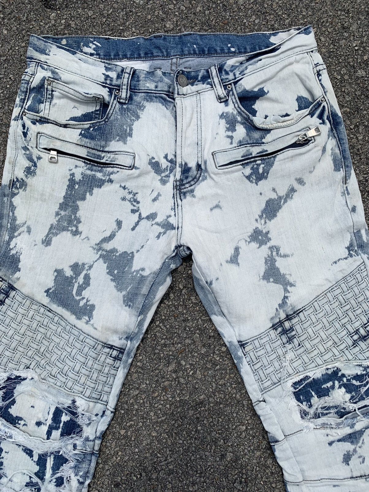 Japanese Brand Acid Wash Dope Denim Distressed Kurt Cobain Balmain Style Size US 31 - 5 Thumbnail