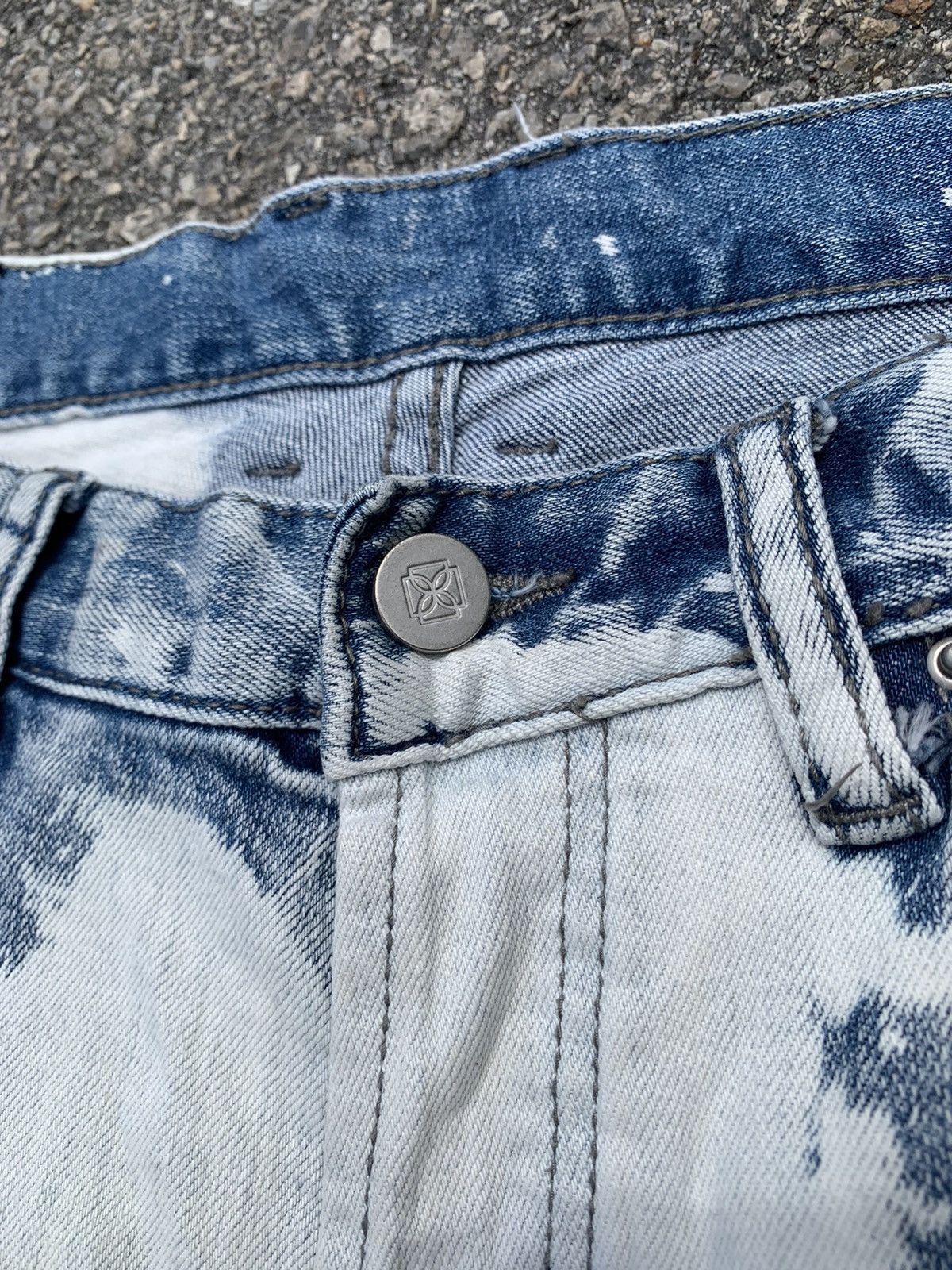 Japanese Brand Acid Wash Dope Denim Distressed Kurt Cobain Balmain Style Size US 31 - 11 Thumbnail