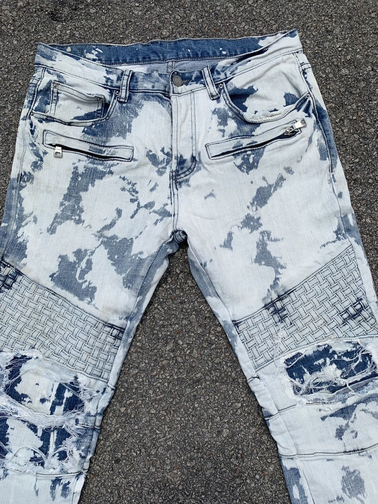Japanese Brand Acid Wash Dope Denim Distressed Kurt Cobain Balmain Style Size US 31 - 2 Thumbnail