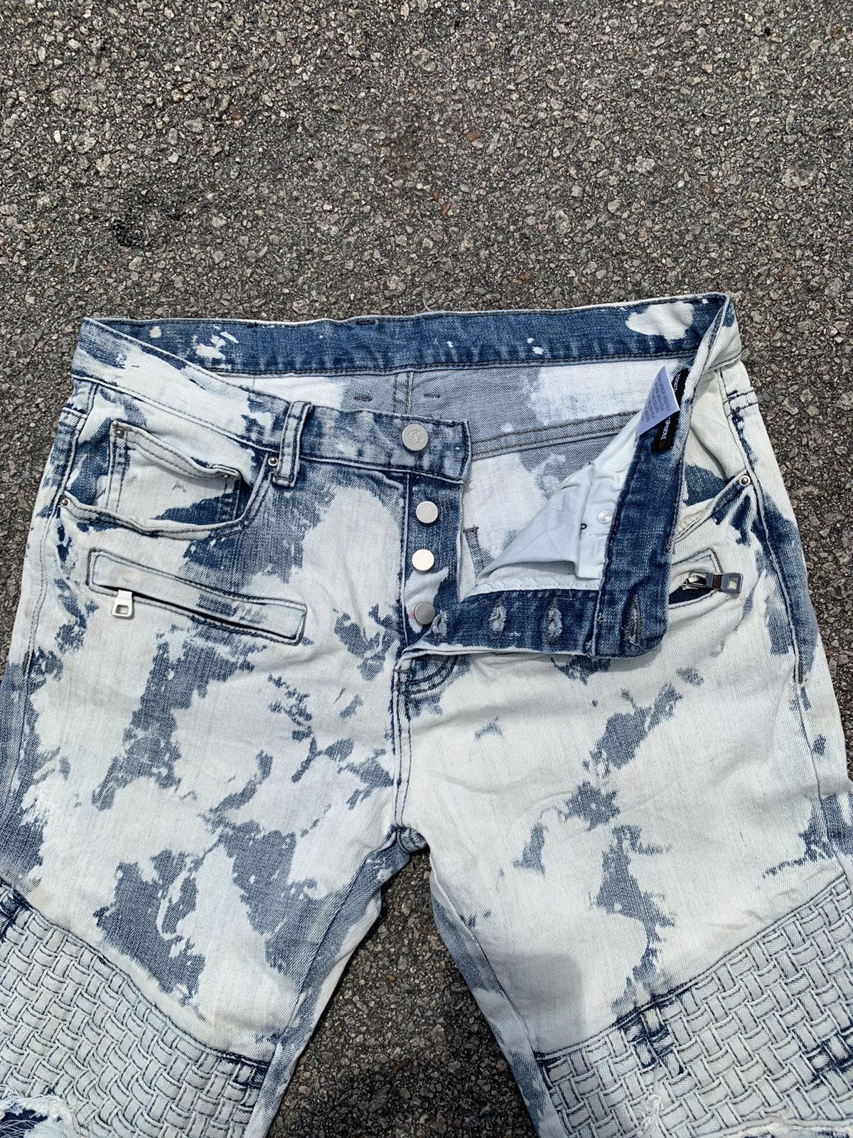 Japanese Brand Acid Wash Dope Denim Distressed Kurt Cobain Balmain Style Size US 31 - 12 Thumbnail