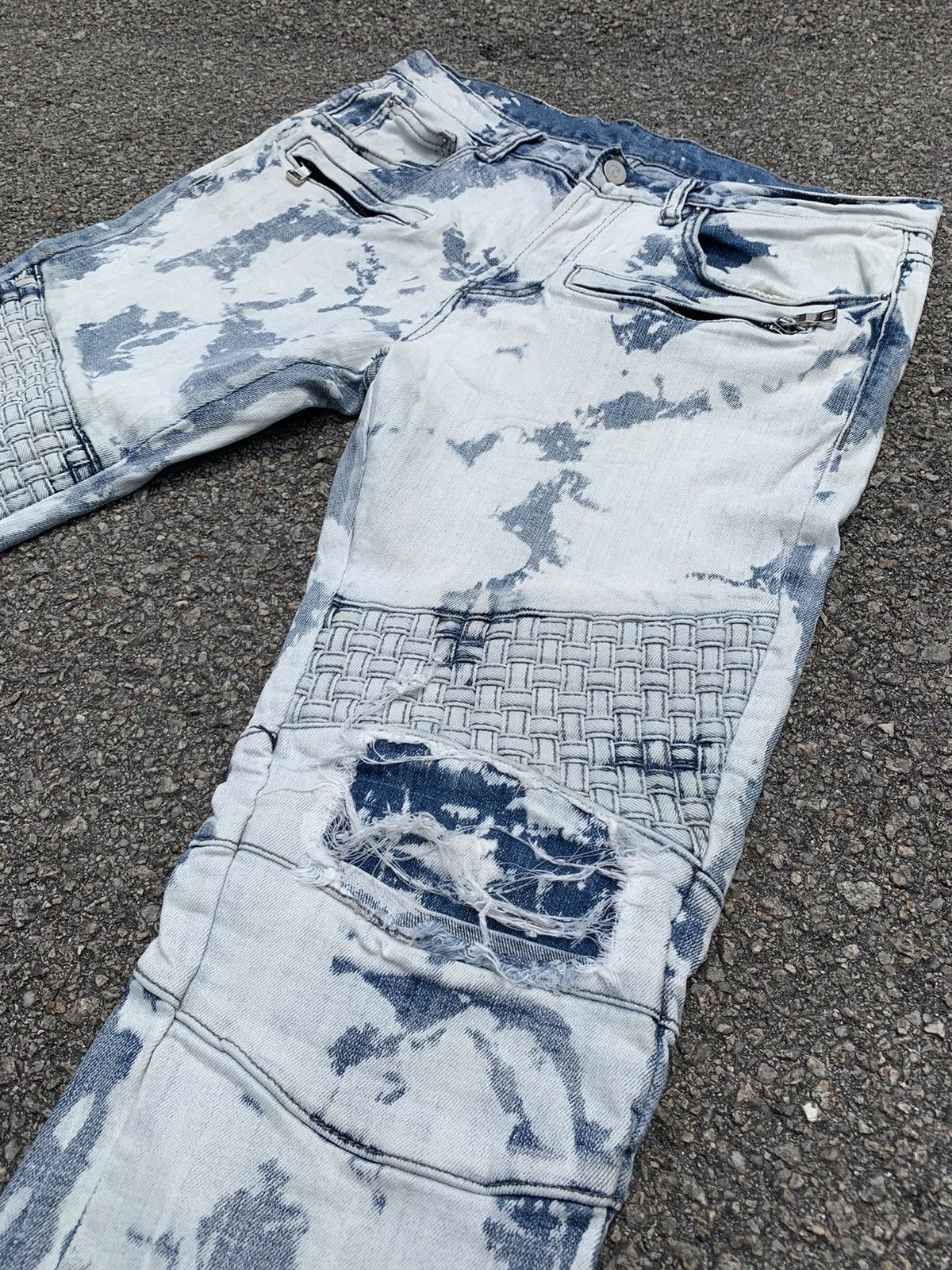 Japanese Brand Acid Wash Dope Denim Distressed Kurt Cobain Balmain Style Size US 31 - 9 Thumbnail