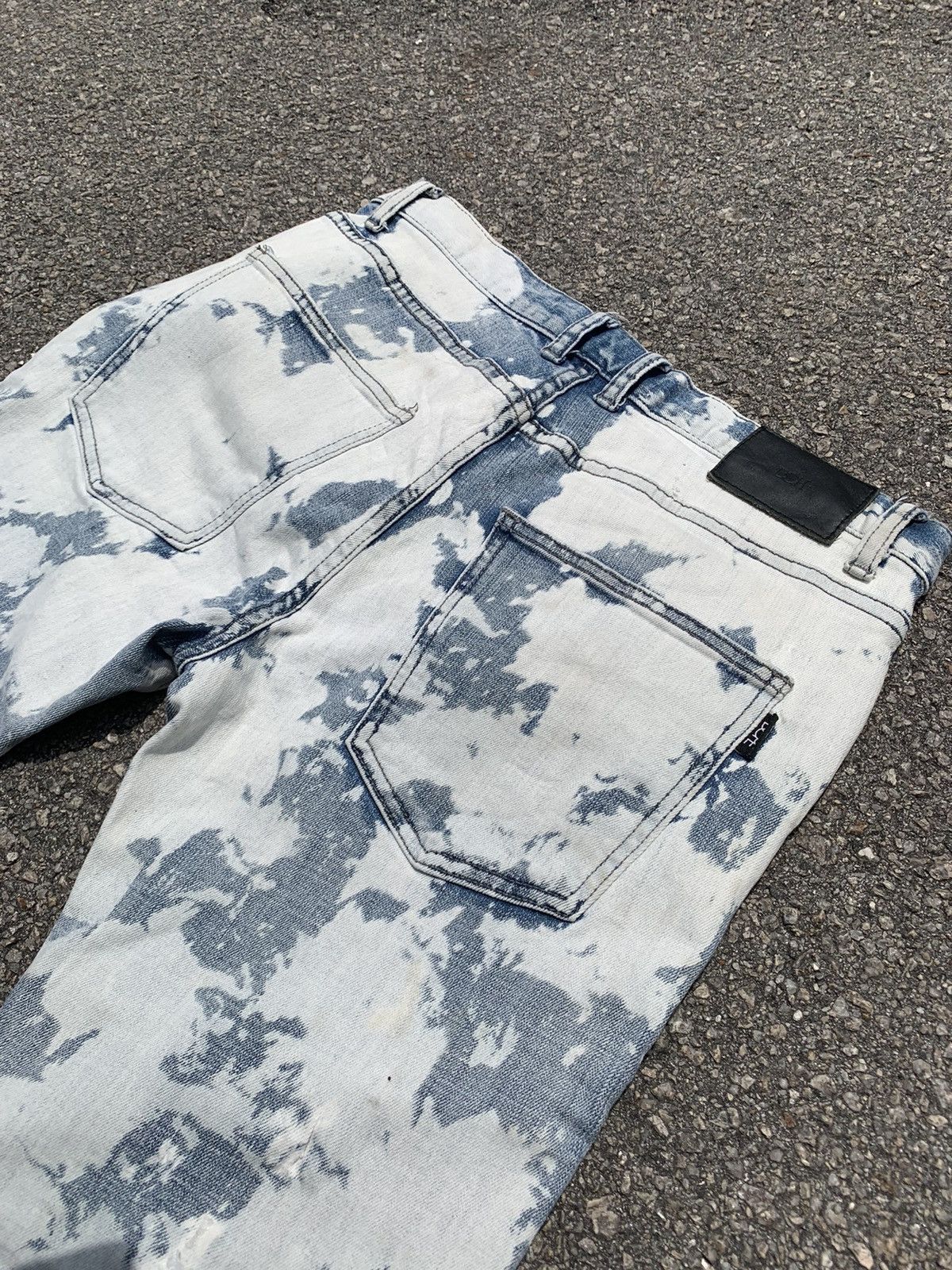 Japanese Brand Acid Wash Dope Denim Distressed Kurt Cobain Balmain Style Size US 31 - 21 Thumbnail