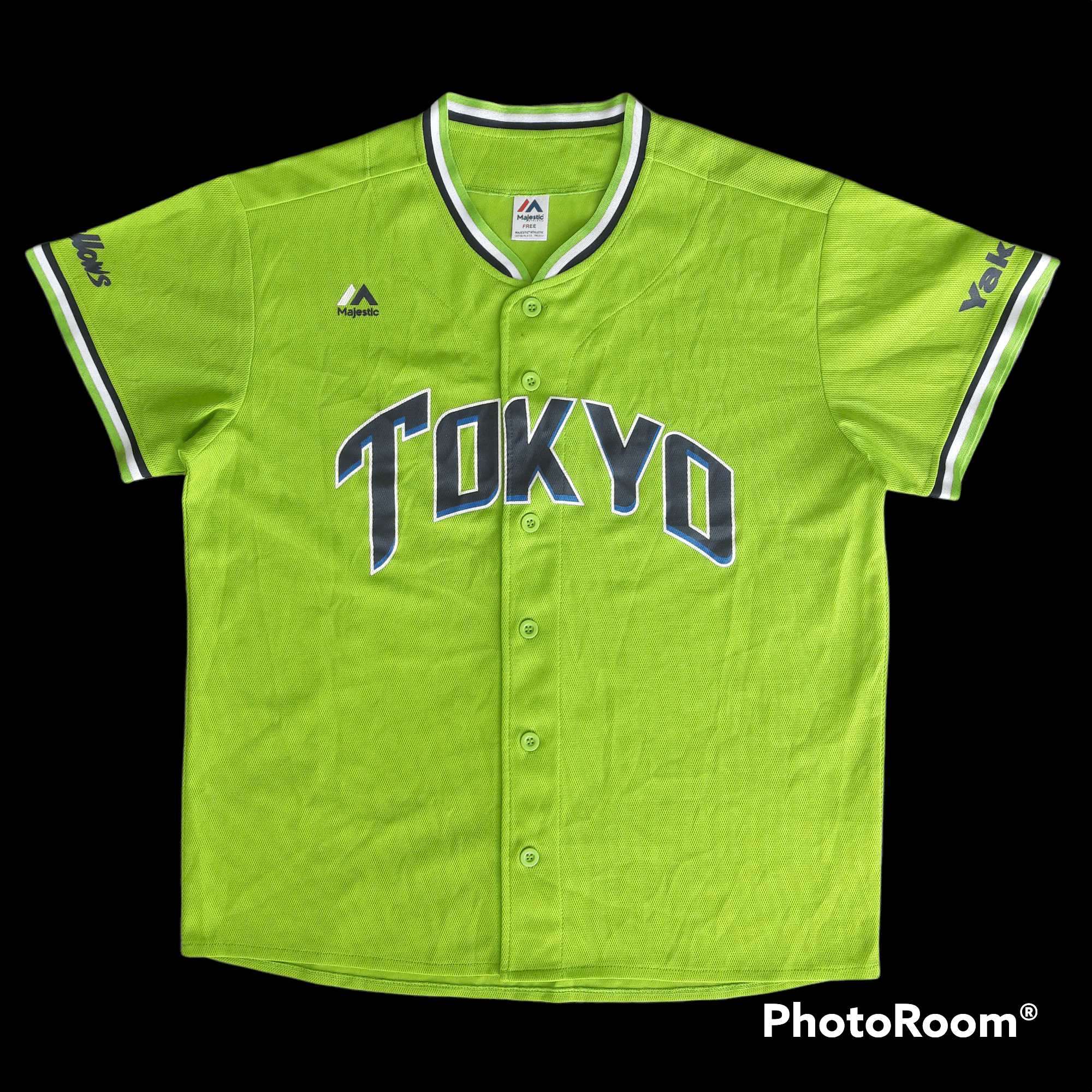image of Majestic Tokyo Spellout Big Logo Baseball Jersey, Men's (Size Medium)