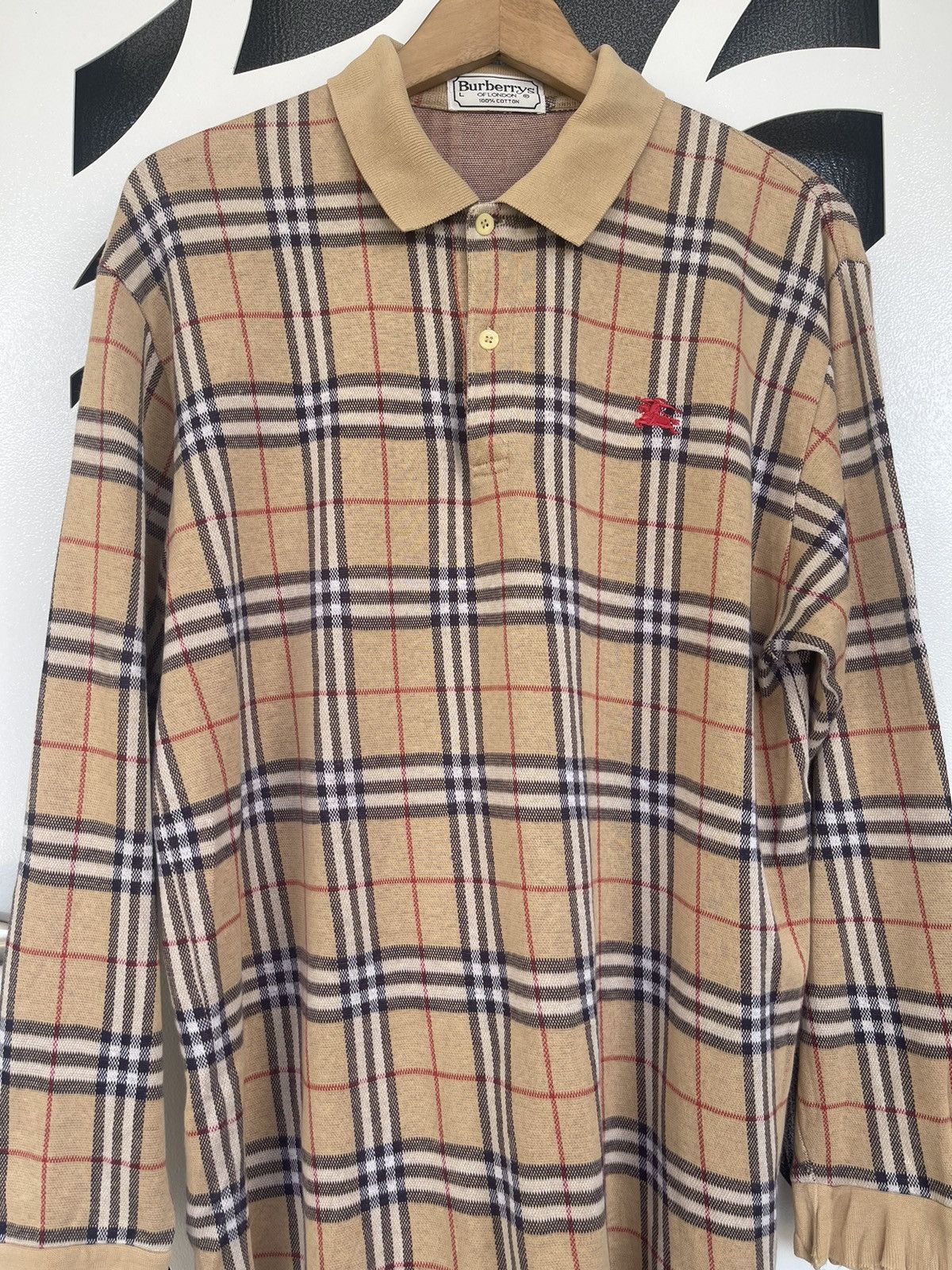 Burberry VINTAGE BURBERRYS NOVA CHEK LONGSLEEVE POLO SHIRT Size US L / EU 52-54 / 3 - 5 Thumbnail