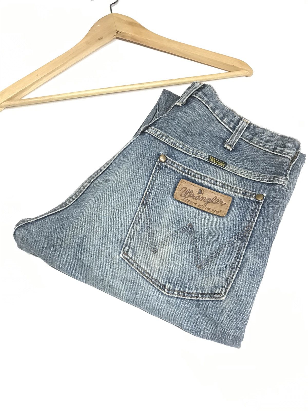 Vintage × Wrangler VINTAGE SELVEDGE WRANGLER BLUE BELL 🔔 DISTRESED BAGGY DENIM Size US 29 - 22 Thumbnail