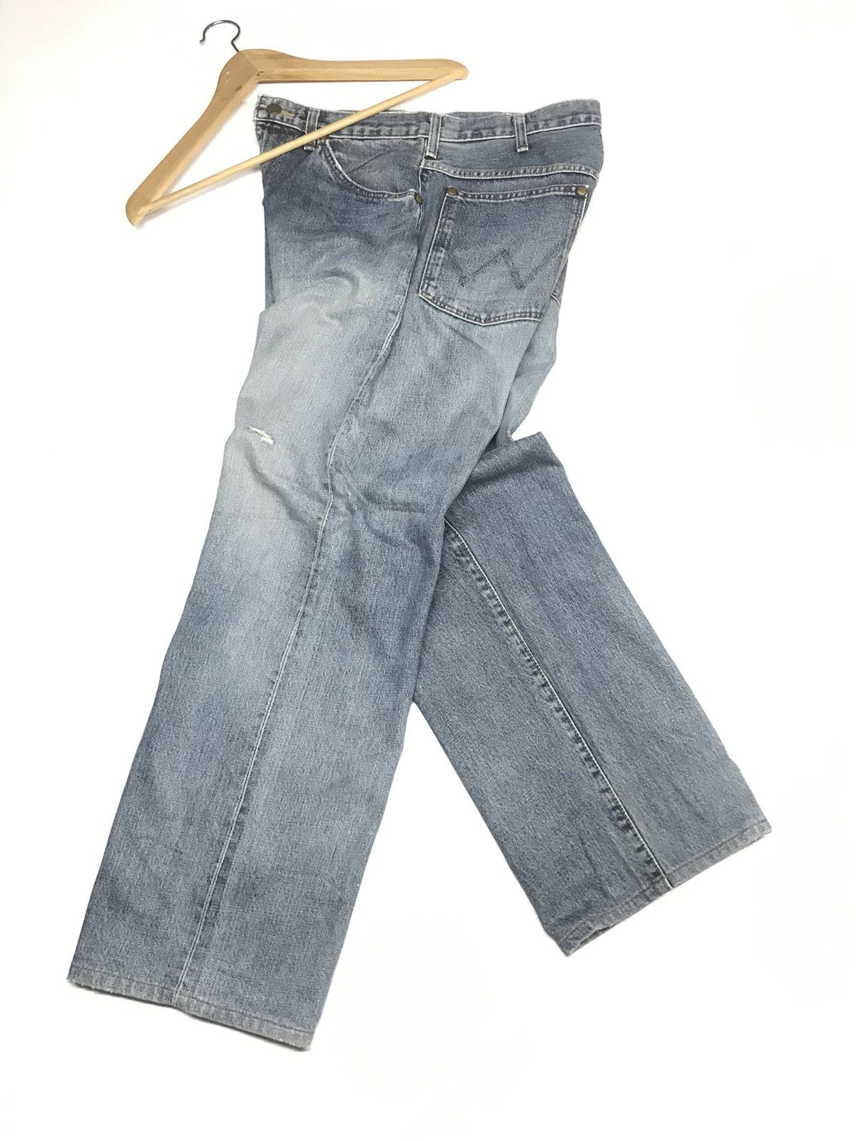 Vintage × Wrangler VINTAGE SELVEDGE WRANGLER BLUE BELL 🔔 DISTRESED BAGGY DENIM Size US 29 - 17 Thumbnail