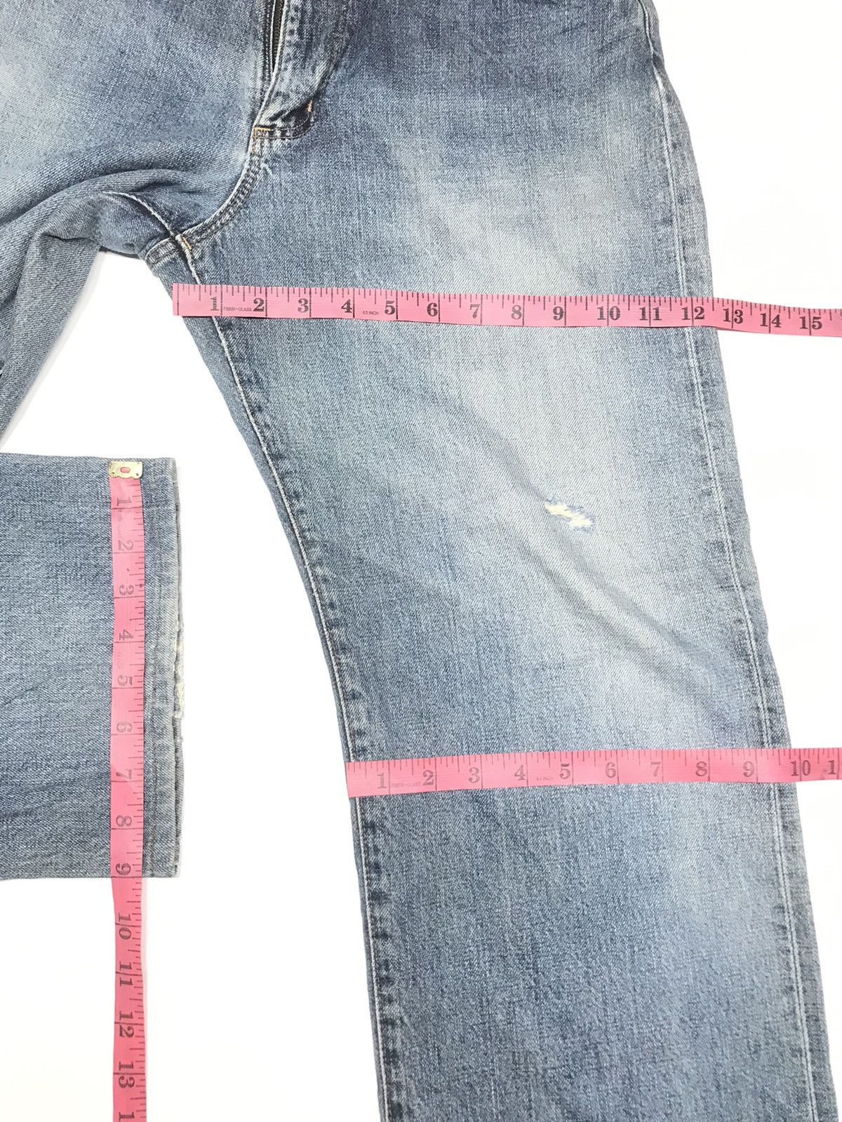 Vintage × Wrangler VINTAGE SELVEDGE WRANGLER BLUE BELL 🔔 DISTRESED BAGGY DENIM Size US 29 - 20 Thumbnail
