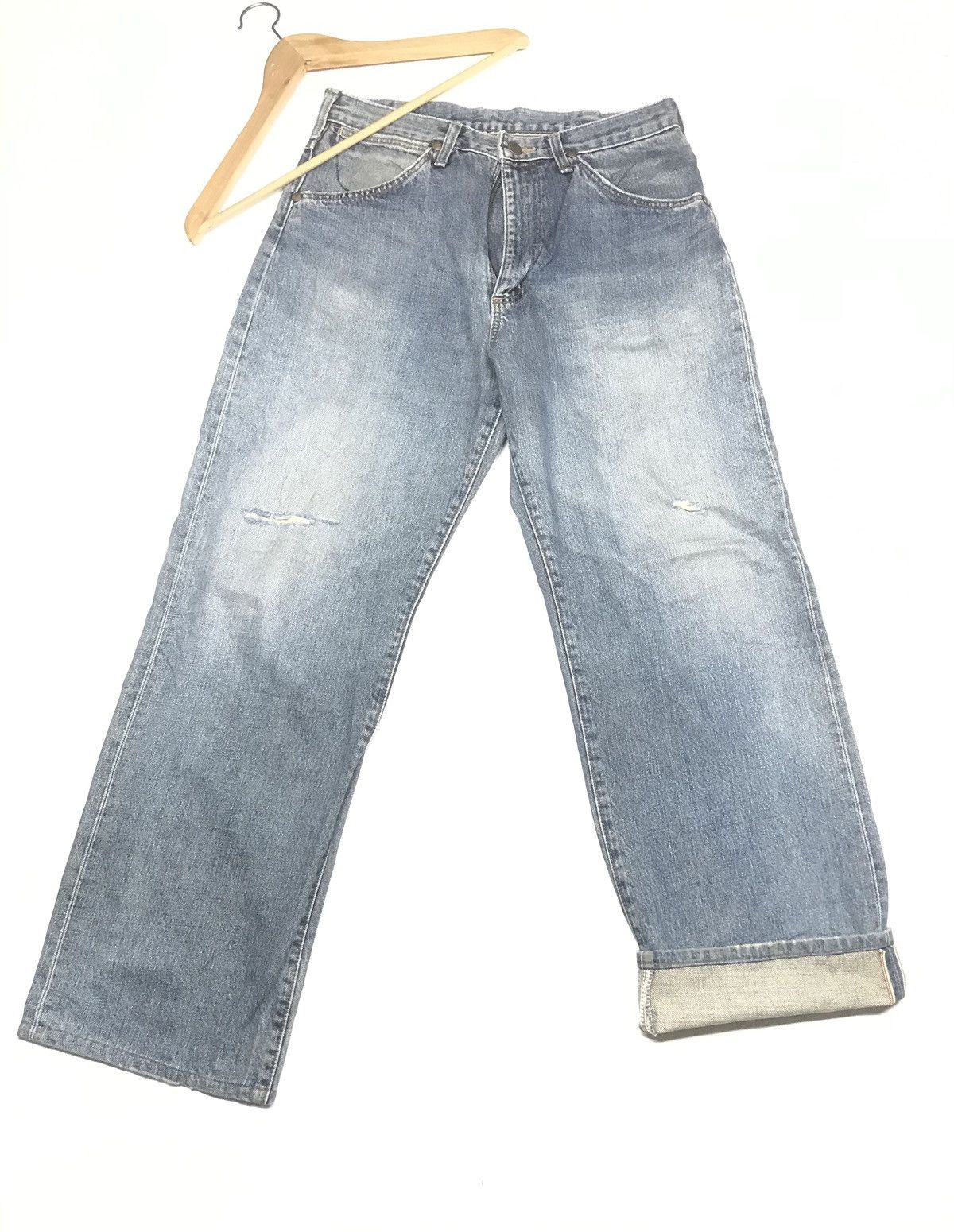 Vintage × Wrangler VINTAGE SELVEDGE WRANGLER BLUE BELL 🔔 DISTRESED BAGGY DENIM Size US 29 - 2 Thumbnail