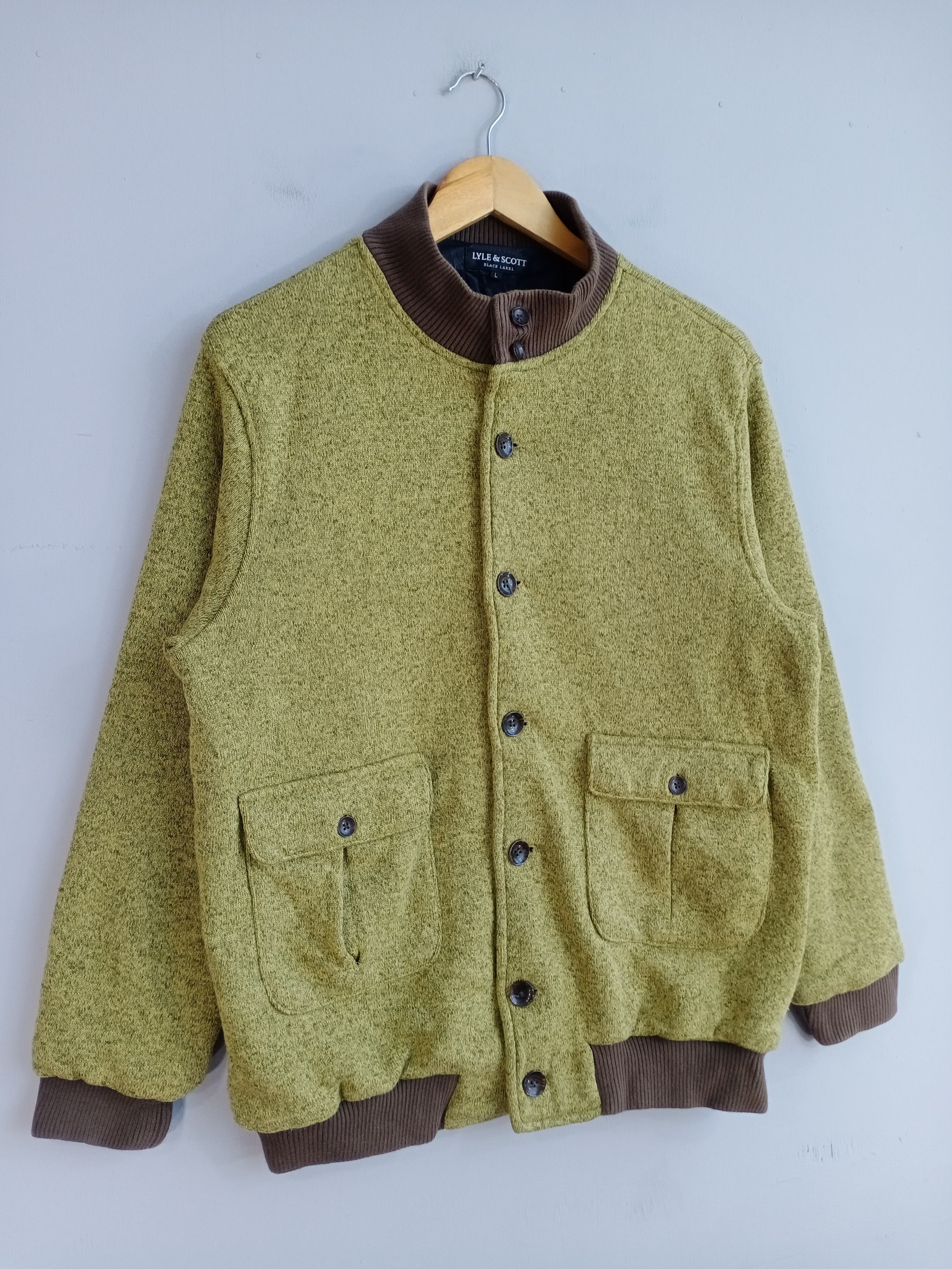 Japanese Brand × Lyle & Scott 💥RARE💥Lyle&Scott Black Label Knit Button Bomber Jacket Size US M / EU 48-50 / 2 - 2 Thumbnail