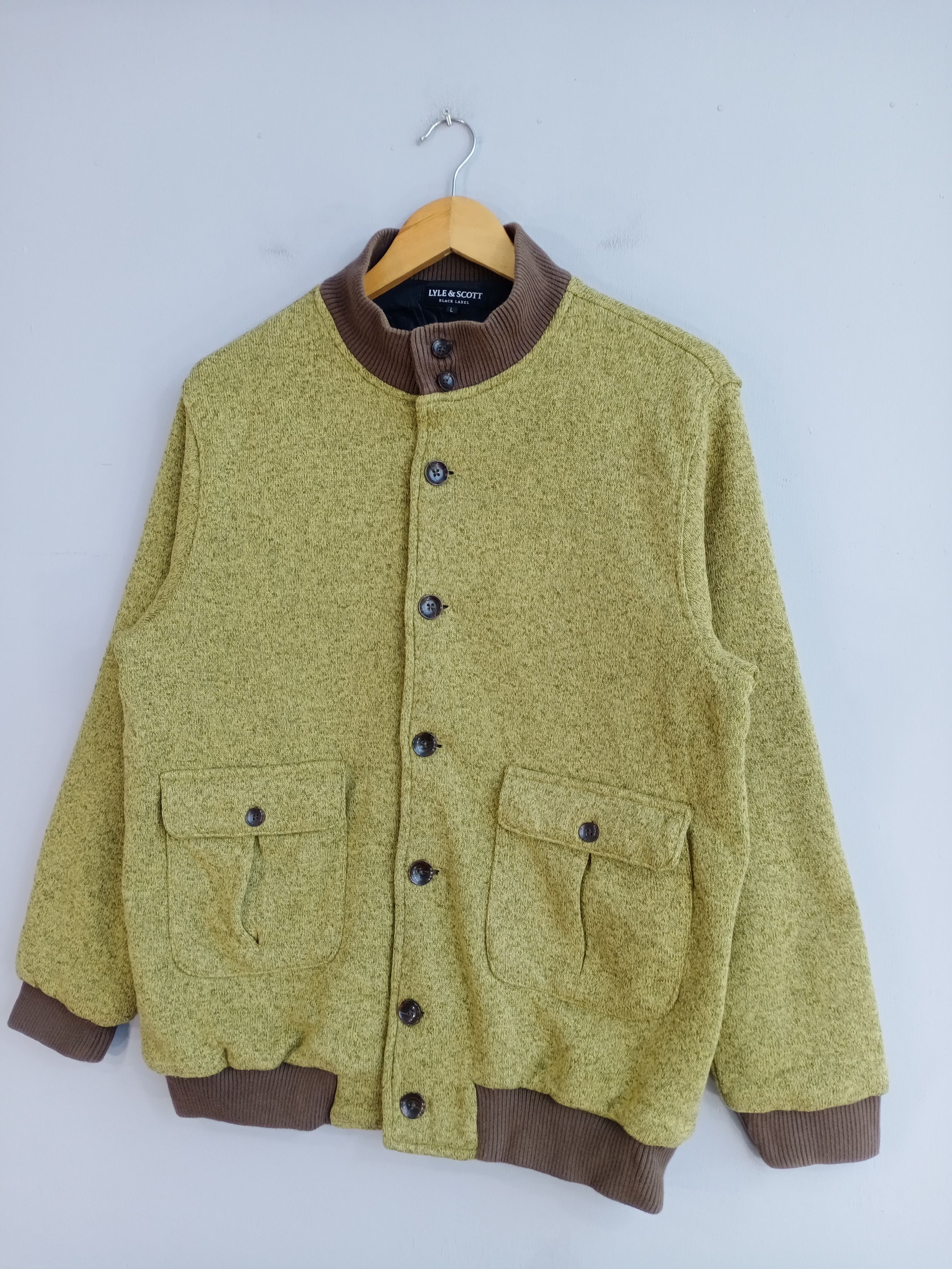 Japanese Brand × Lyle & Scott 💥RARE💥Lyle&Scott Black Label Knit Button Bomber Jacket Size US M / EU 48-50 / 2 - 3 Thumbnail