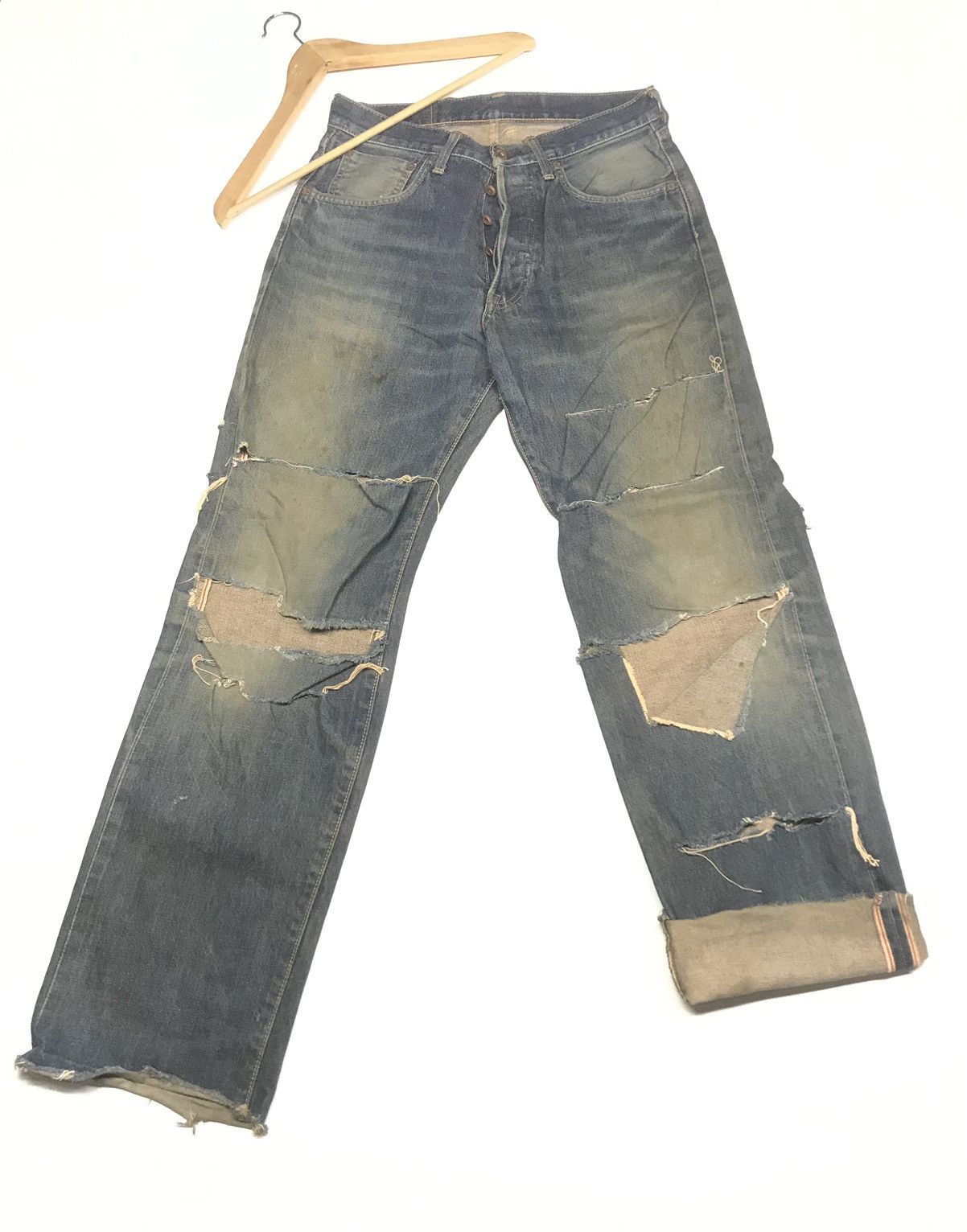Edwin × Vintage VINTAGE GRUNGE SELVEDGE EDWIN505X DAMAGE DESTROYE RUSTY DENI Size US 29 - 1 Thumbnail