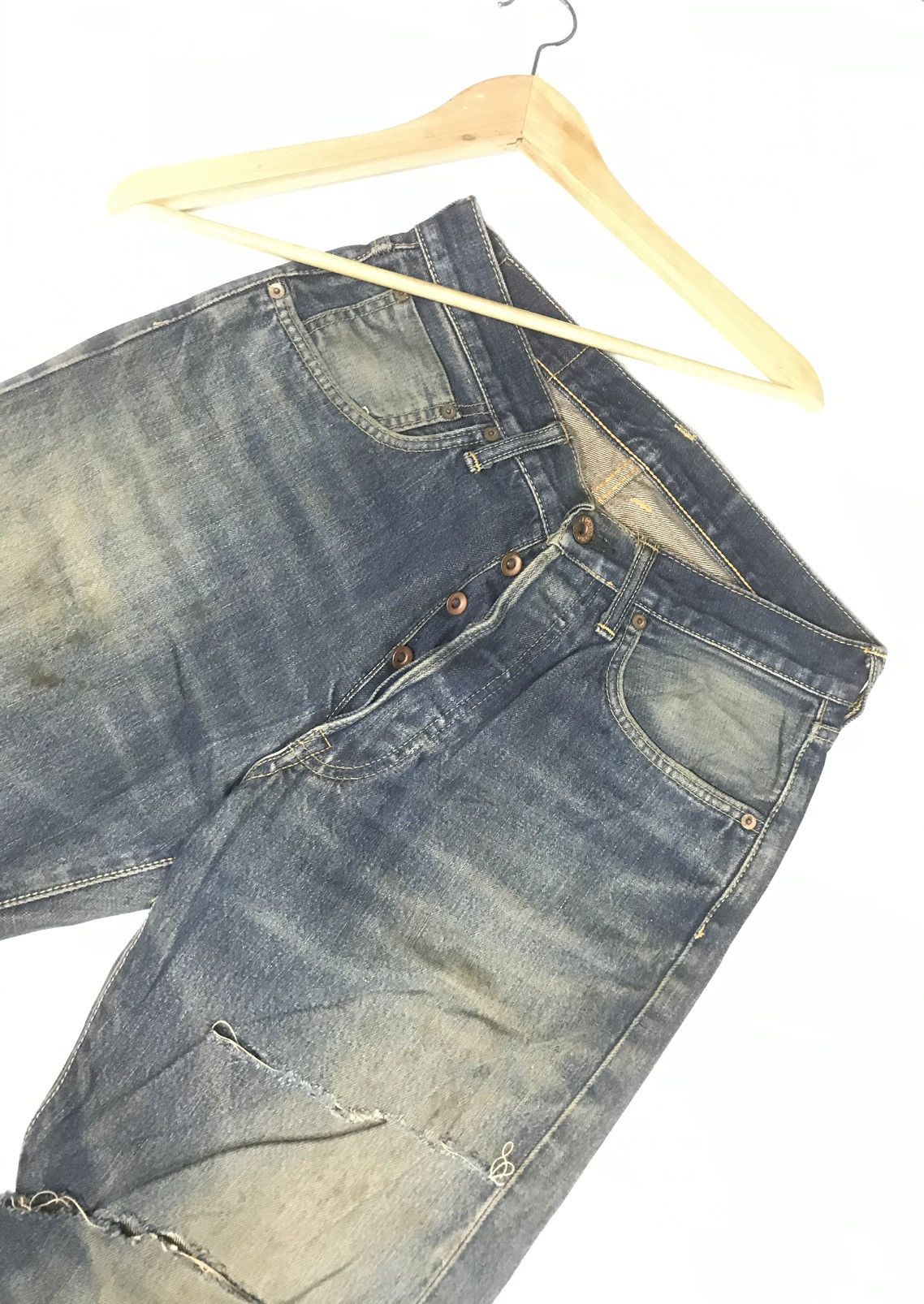 Edwin × Vintage VINTAGE GRUNGE SELVEDGE EDWIN505X DAMAGE DESTROYE RUSTY DENI Size US 29 - 5 Thumbnail