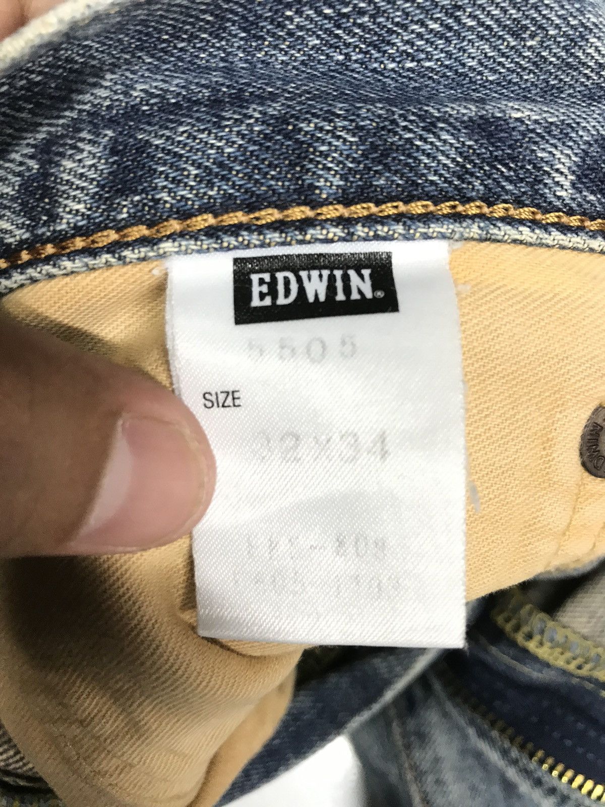 Edwin × Vintage VINTAGE EDWIN 505 X BLUE WASH DISTRESSED SELVEDGE DENIM Size US 31 - 11 Thumbnail