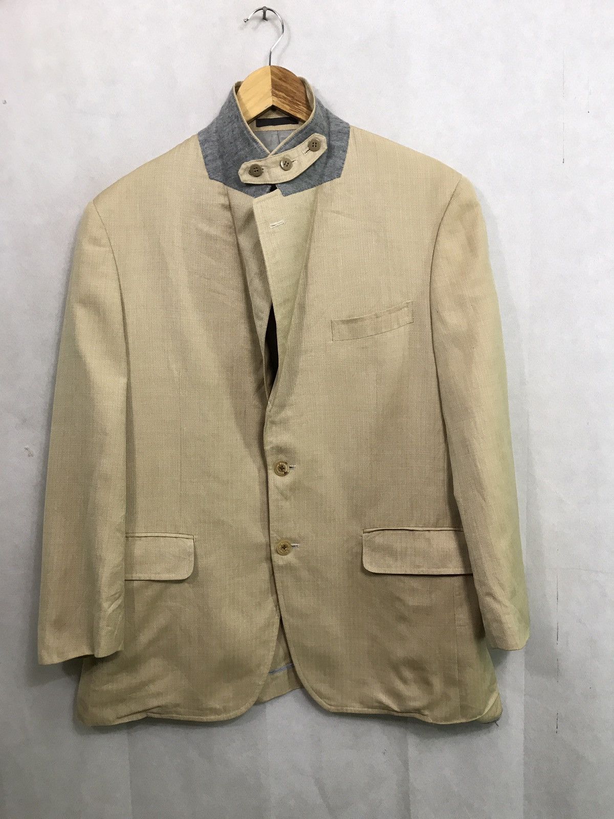Burberry BURBERRY SILK LINEN WOOL BLAZER JACKET Size US L / EU 52-54 / 3 - 1 Thumbnail