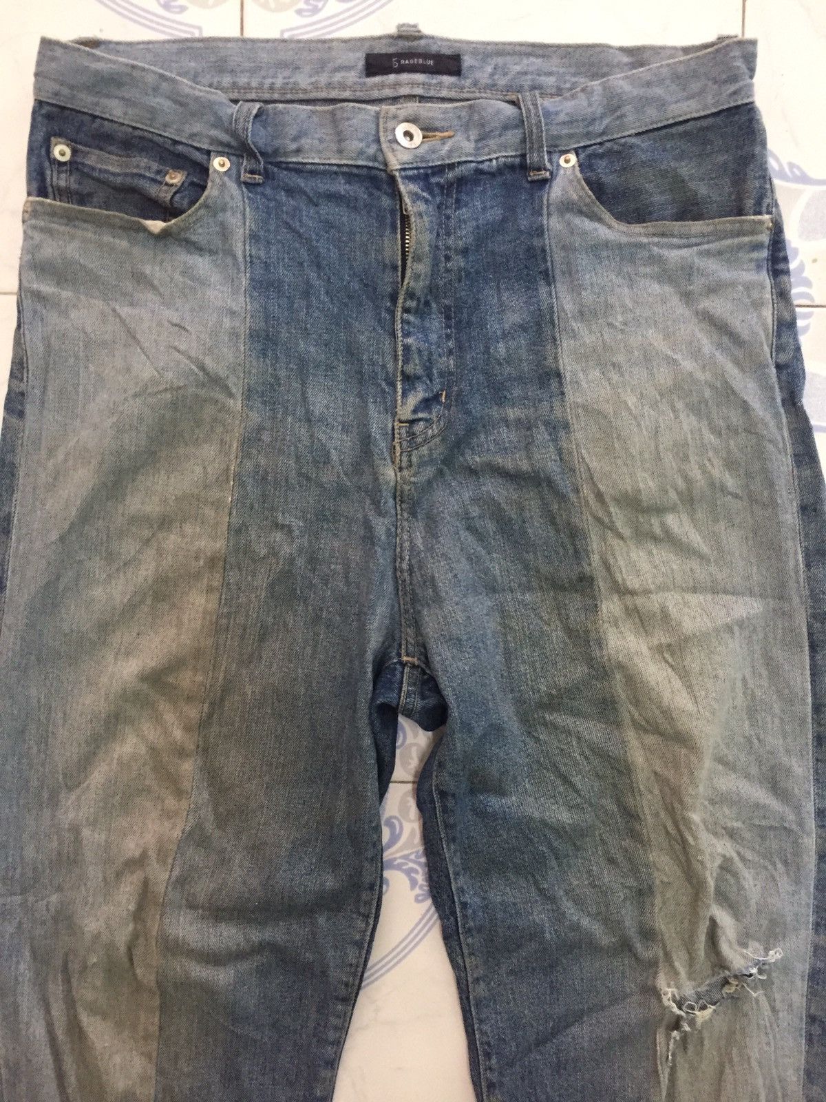 Japanese Brand Rageblue Block Patch Style Denim Jeans Pant Size US 34 / EU 50 - 3 Thumbnail