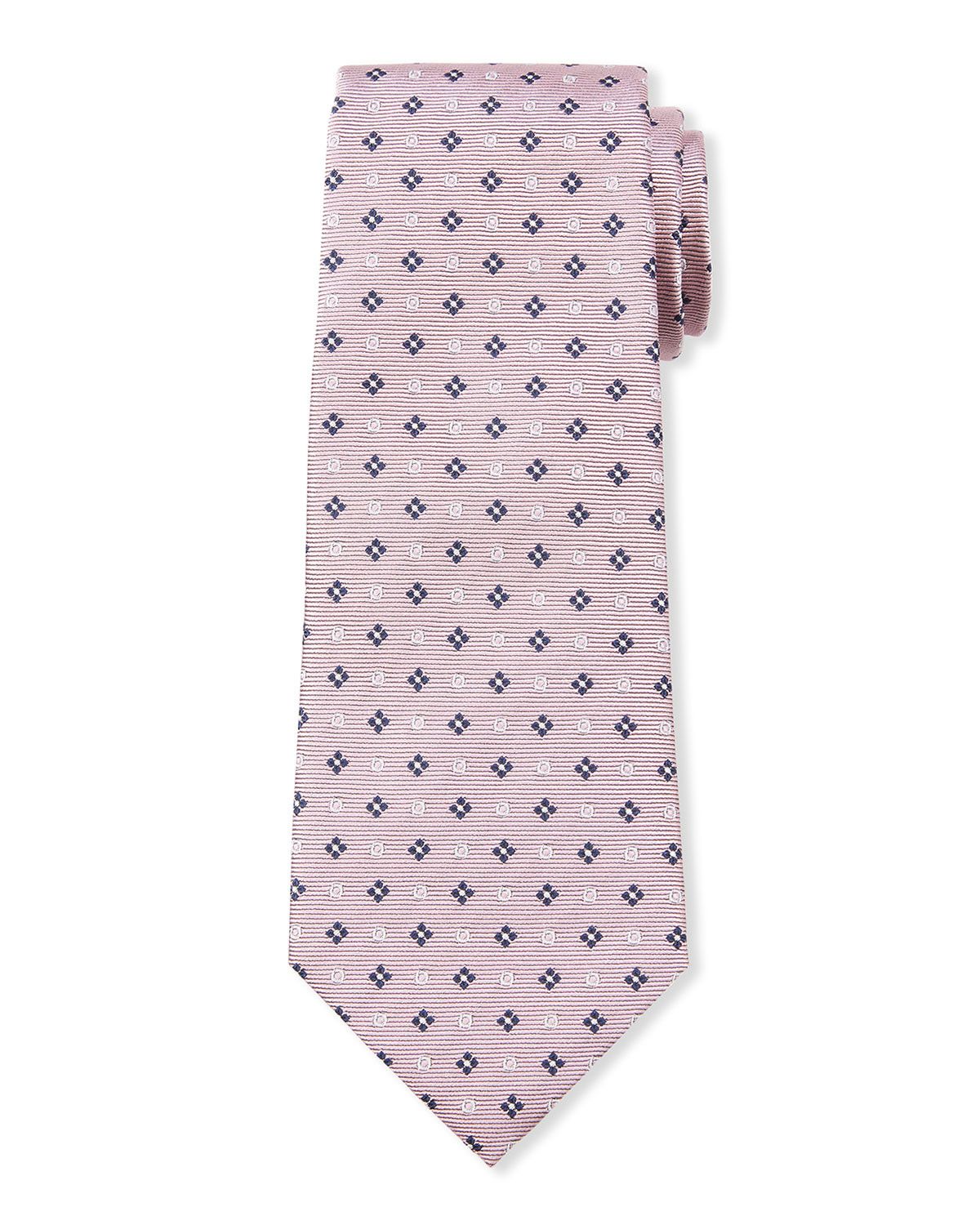 Ermenegildo Zegna Ermenegildo Zegna Pink Geometric Pattern Silk Tie Size ONE SIZE - 1 Thumbnail