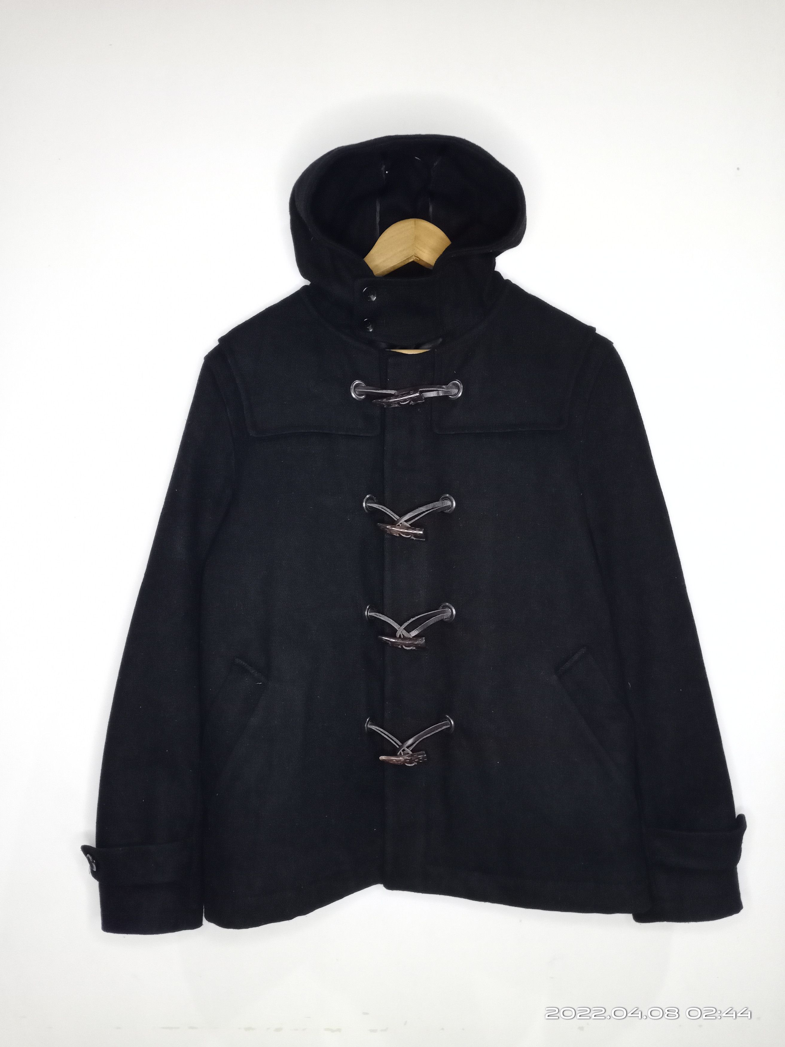 image of boycott Wool Duffle Heavy Coat Jacket in Black, Men's (Size Medium)