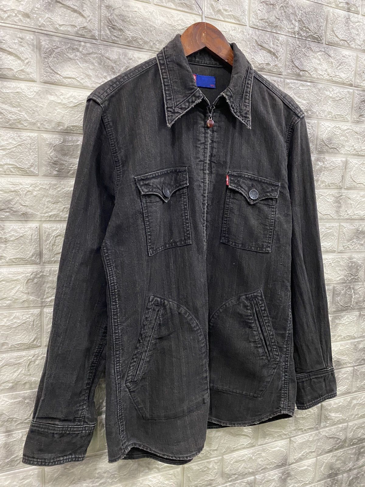 Levi's Vintage Levi’s Black Denim Zipper Jacket Size US L / EU 52-54 / 3 - 3 Thumbnail