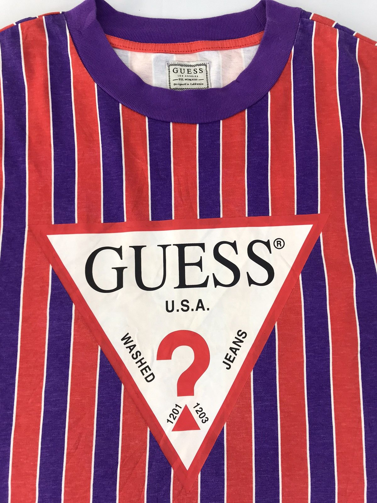 Guess Guess Los Angeles Striped Big Logo Longsleeve Tee Size US L / EU 52-54 / 3 - 3 Thumbnail