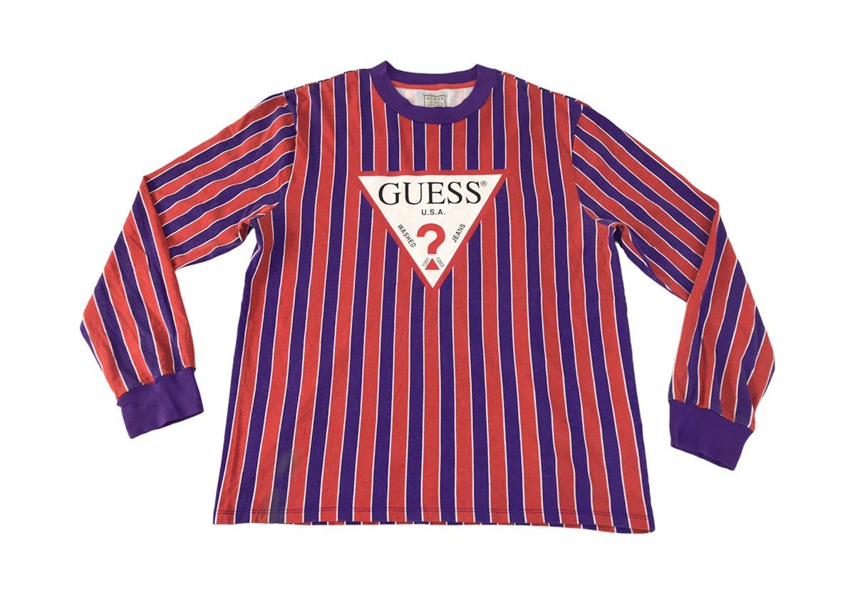 Guess Guess Los Angeles Striped Big Logo Longsleeve Tee Size US L / EU 52-54 / 3 - 1 Thumbnail