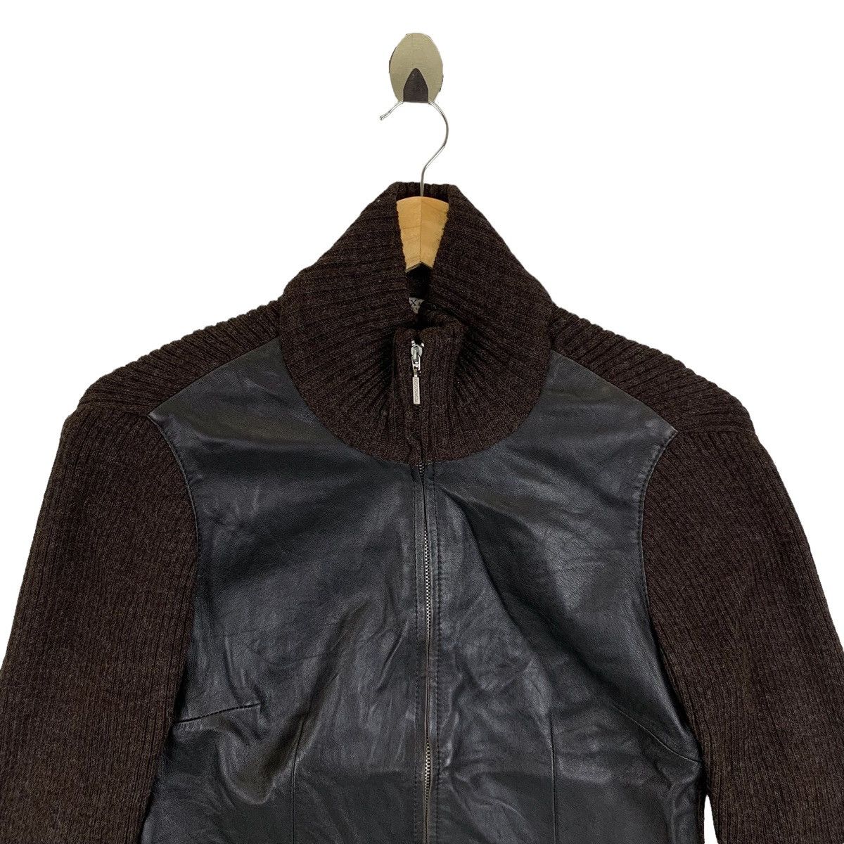 MAX&Co. × Max Mara × Vintage MAX & CO By Max Mara Italian Leather Knitwear Sweater Jacket Size S / US 4 / IT 40 - 5 Thumbnail
