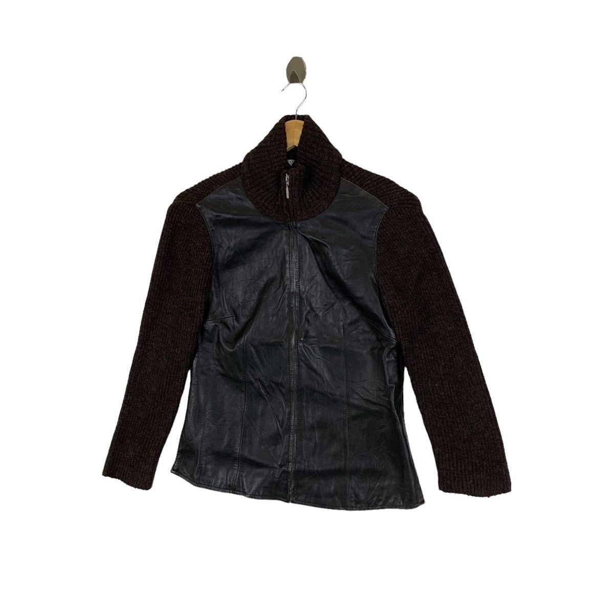 MAX&Co. × Max Mara × Vintage MAX & CO By Max Mara Italian Leather Knitwear Sweater Jacket Size S / US 4 / IT 40 - 4 Thumbnail