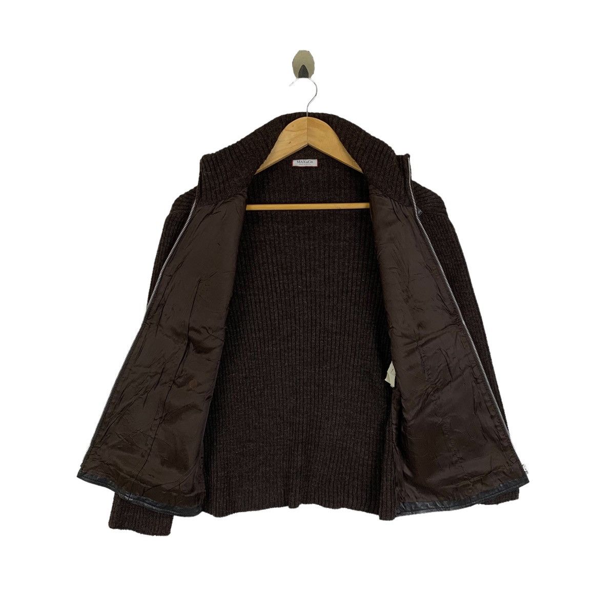 MAX&Co. × Max Mara × Vintage MAX & CO By Max Mara Italian Leather Knitwear Sweater Jacket Size S / US 4 / IT 40 - 3 Thumbnail